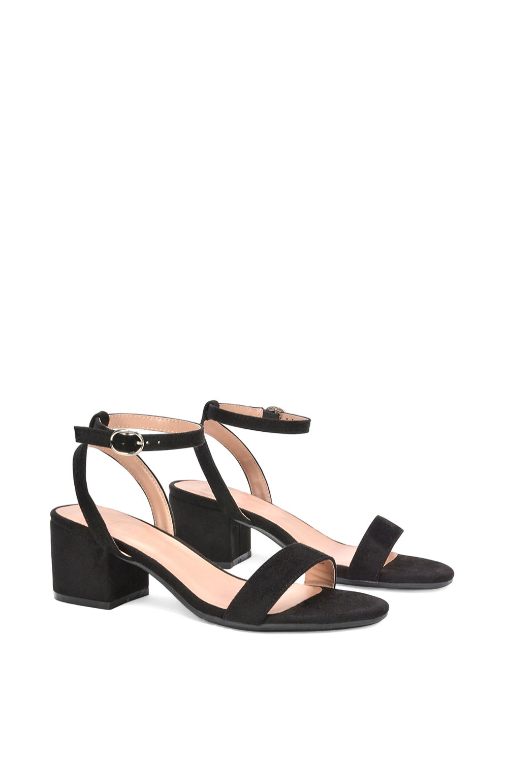 Black 'Gemma' Low Block Heel Open Toe Strappy Sandal Shoes, Image 4 of 5