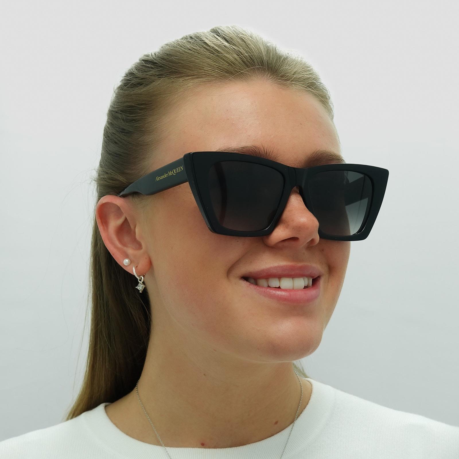 Black Alexander McQueen Black Cat Eye Black Grey AM0299S, Image 5 of 8