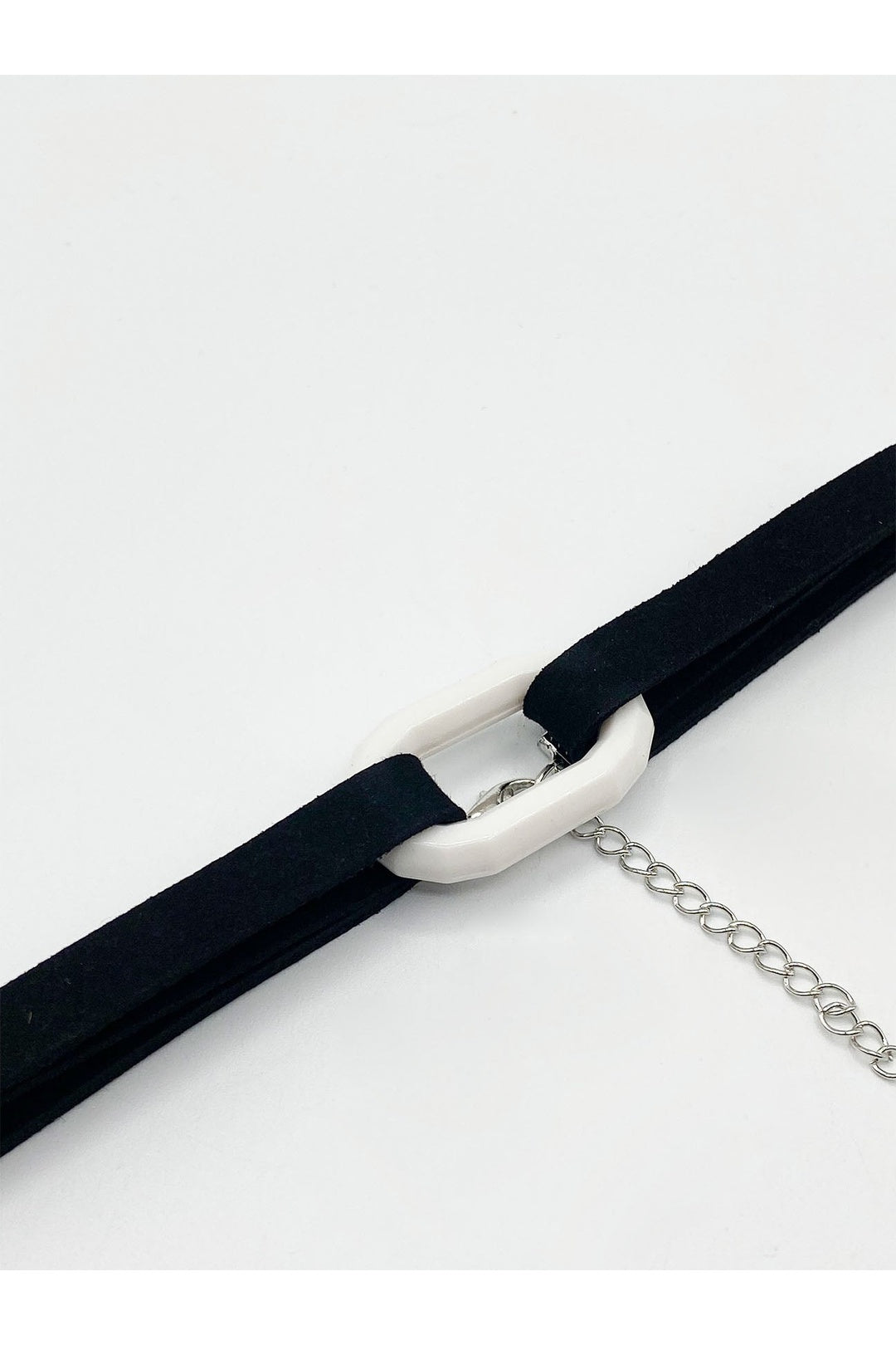 White SVNX White Black Faux Suede Choker Necklace With White Plastic Charm, Image 4 of 4