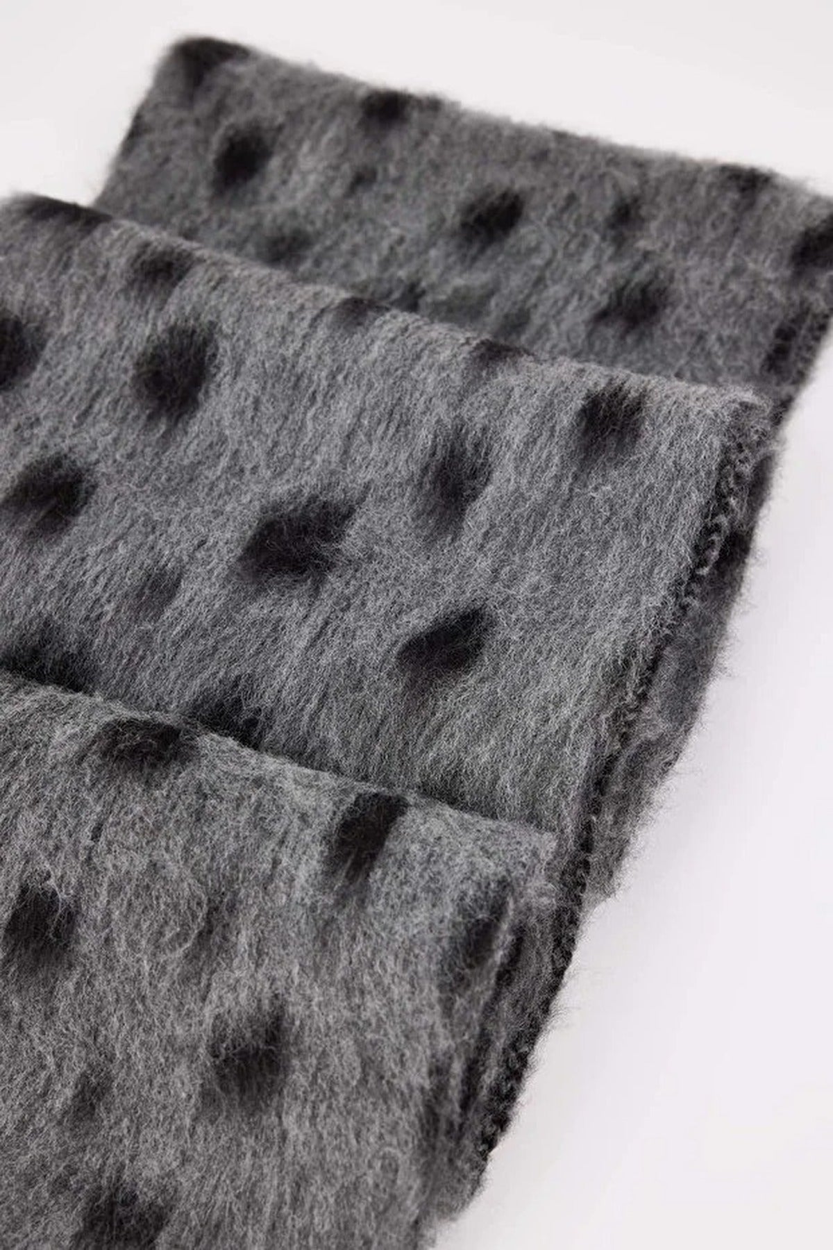 Grey Leopard Print Brushed Knit Soft Winter Scarf, Image 4 of 4