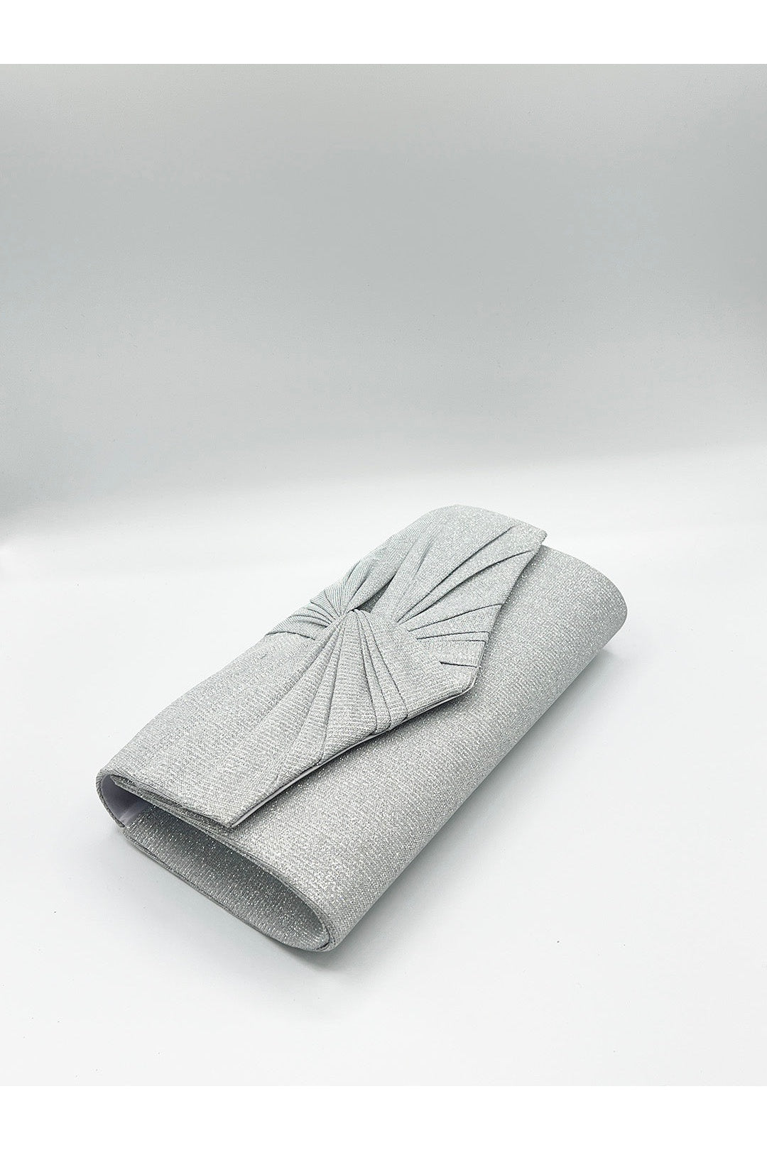 Silver Ruched Clutch Bag, Image 5 of 5