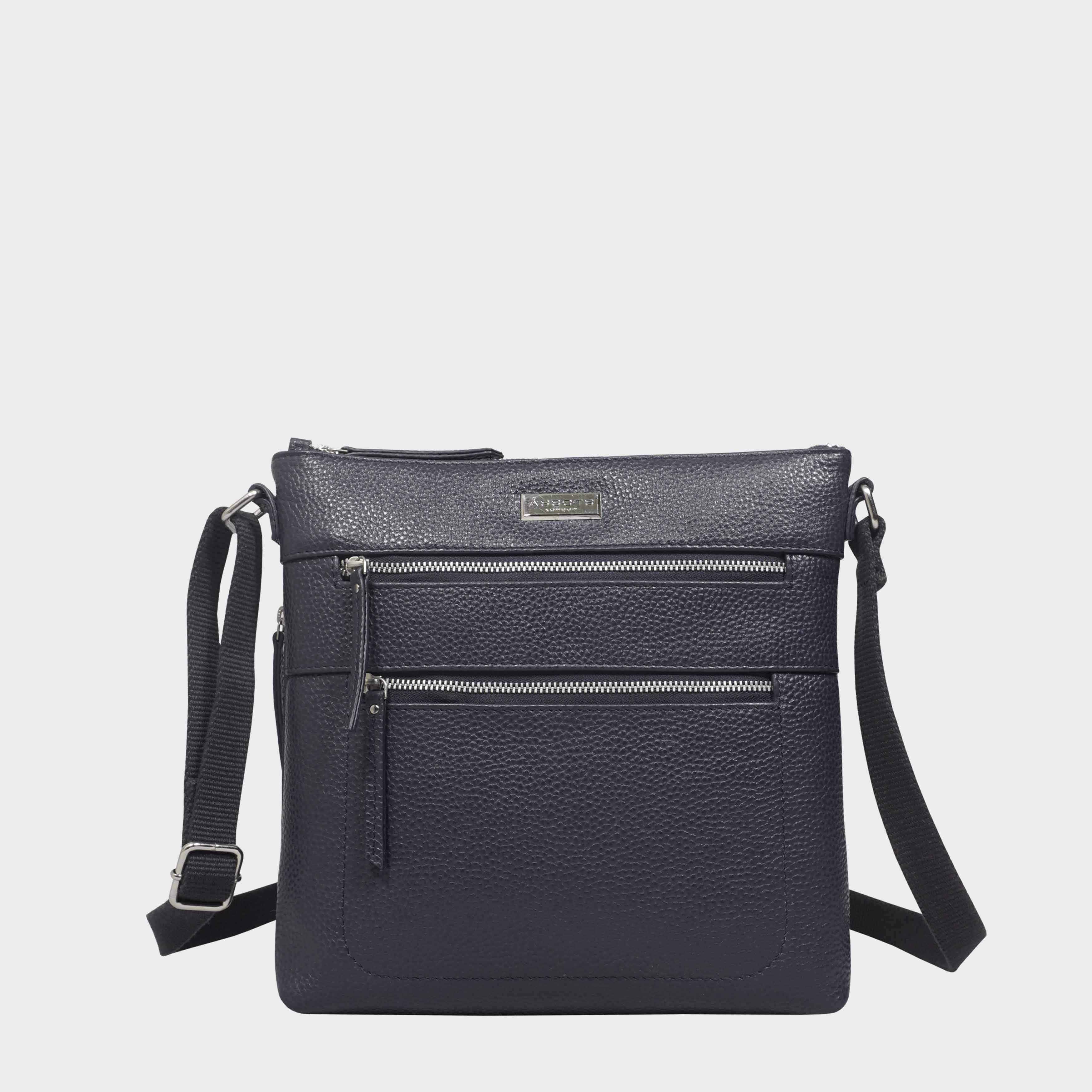 Navy 'CORI' Pebble Grain Soft Real Leather Crossbody Bag, Image 1 of 6