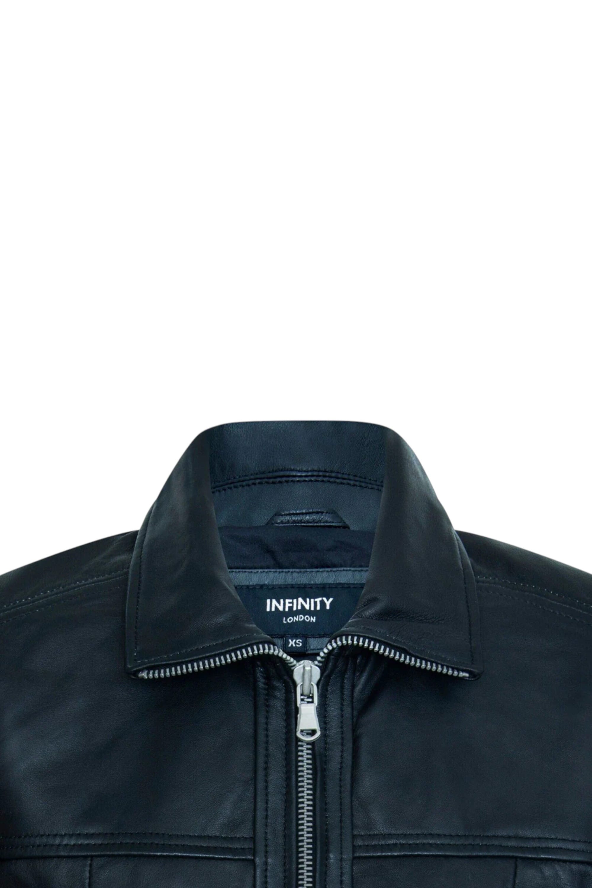 Black Womens Cropped Biker Leather Jacket, Image 4 of 4