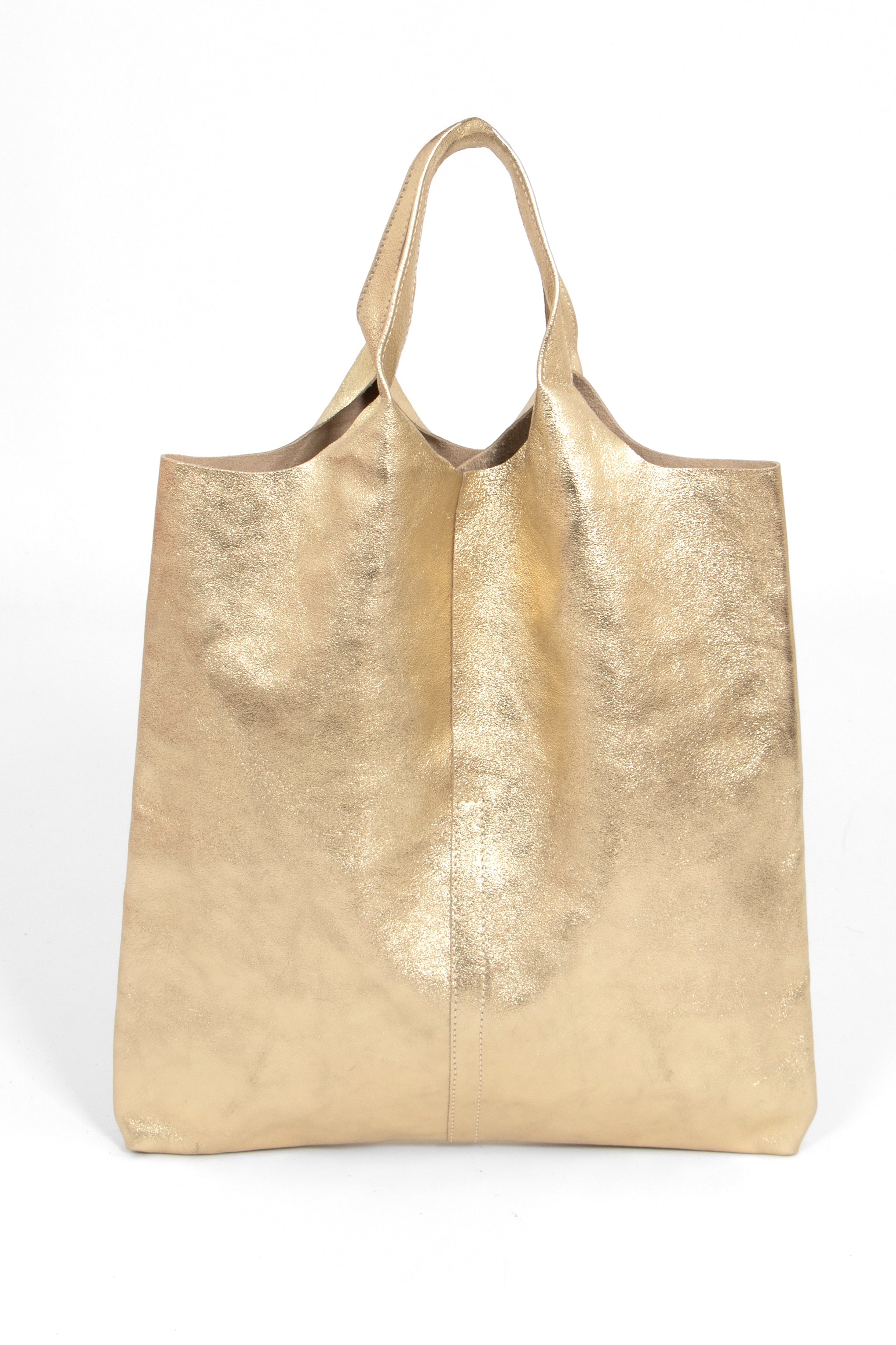 Gold Metallic Italian Leather Shoulder Bag, Image 1 of 4