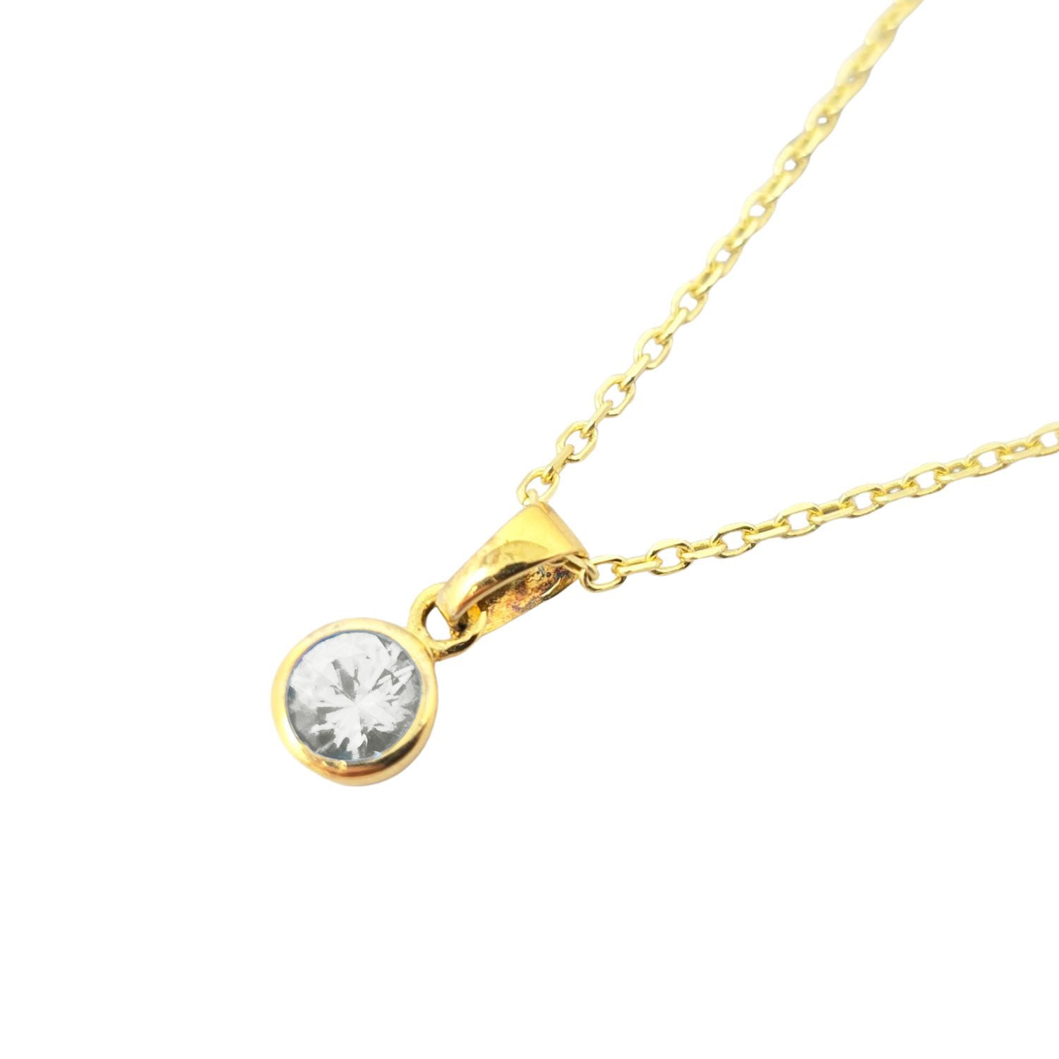 White Mini Round White Topaz April Birthstone Pendant Necklace