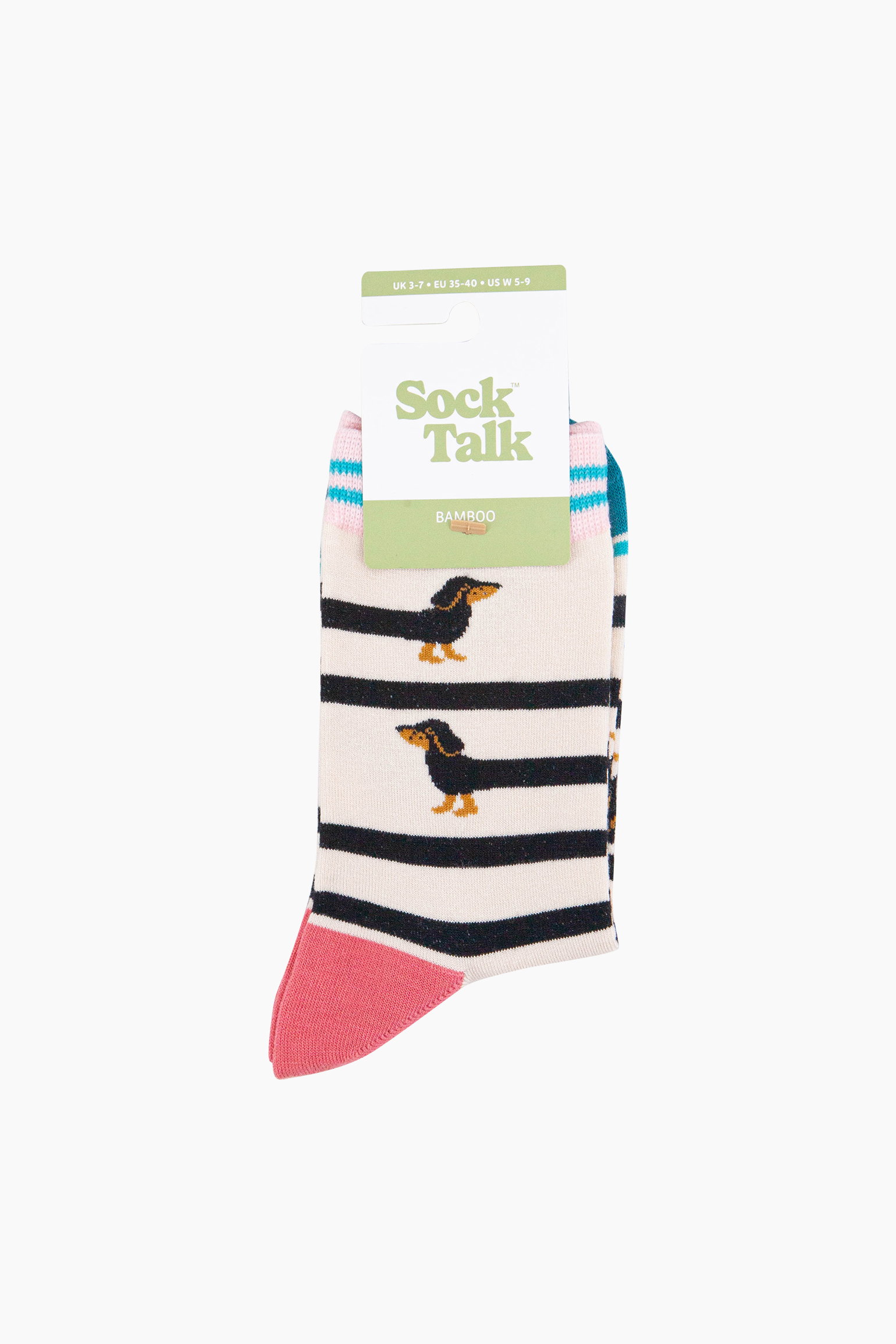 Cream Sock Talk Cream Winding Sausage Dogs Funny Bamboo Socks, Image 4 of 4