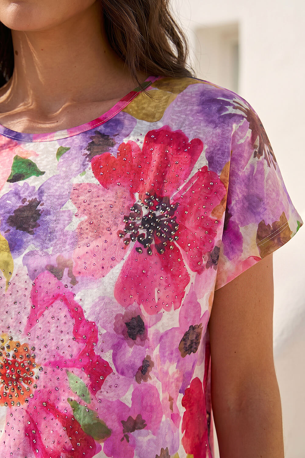 Pink Floral Sparkle Top , Image 5 of 4