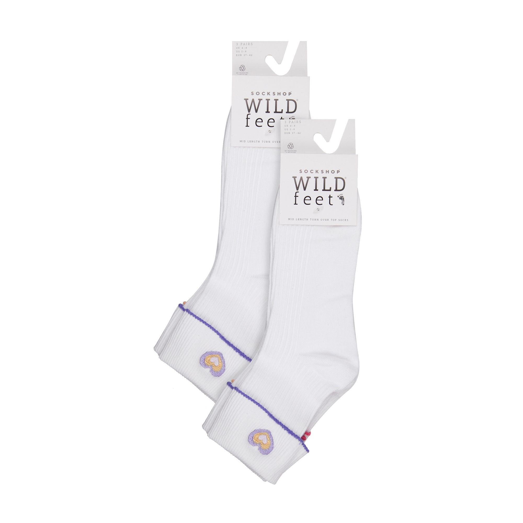 White 6 Pair Ladies Turn Over Lounge Socks, Image 3 of 3