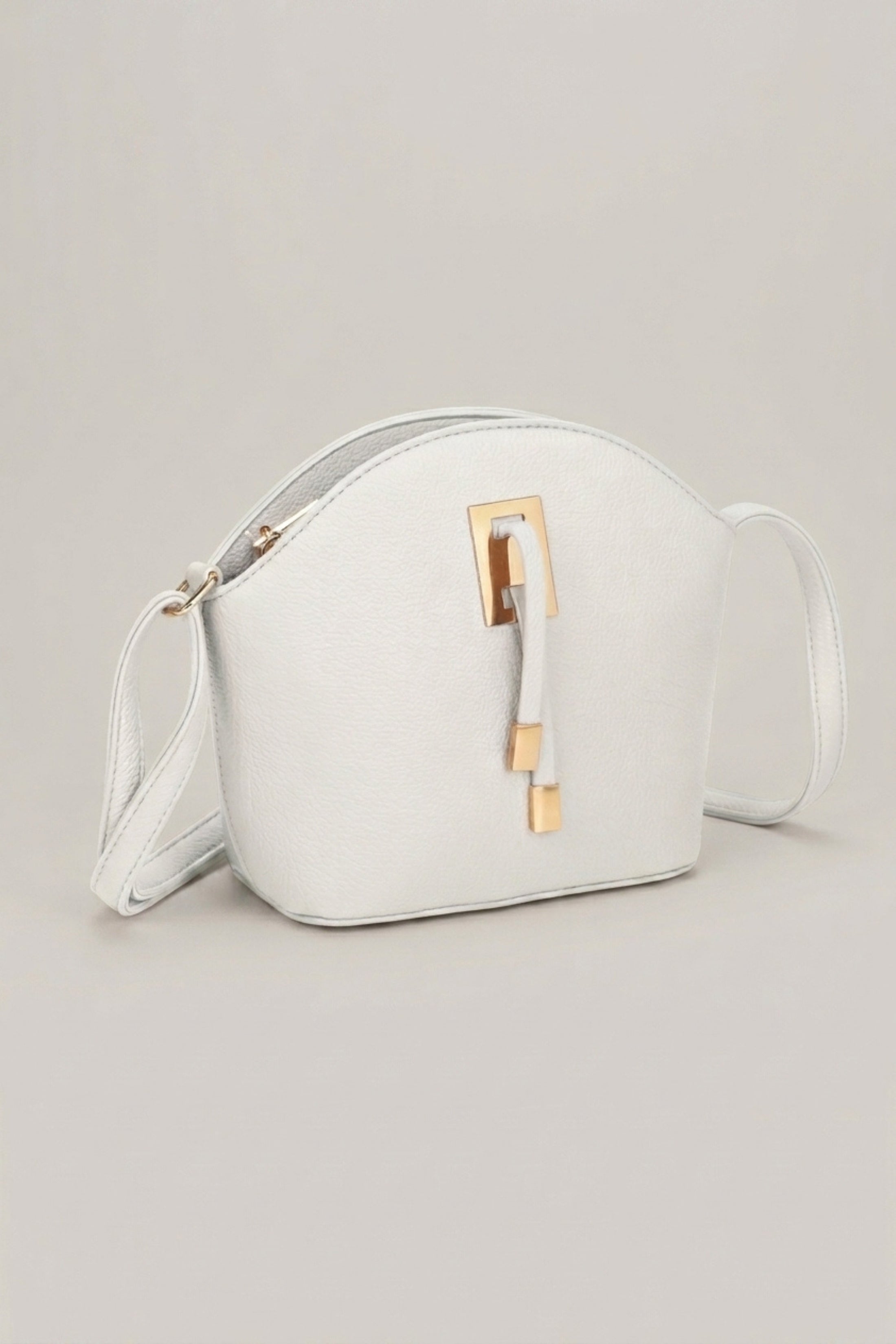 White Pebble Faux Leather Crossbody Bag - Asyanima, Image 1 of 3