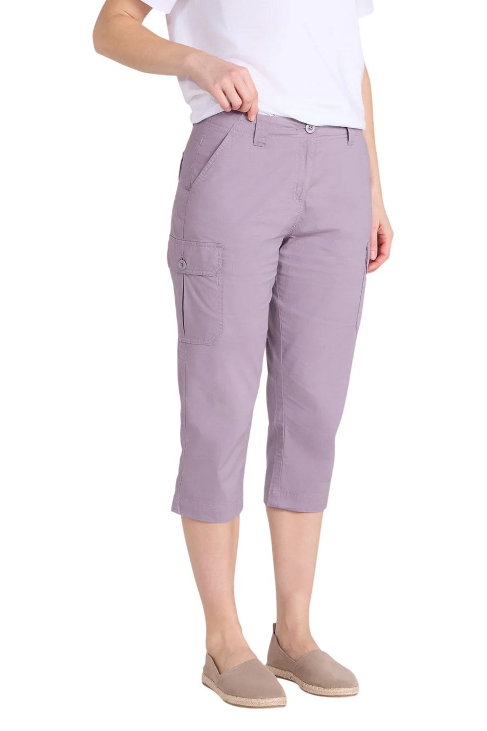 Grey Coastal Stretch Capri Cargo Trousers, Image 4 of 5