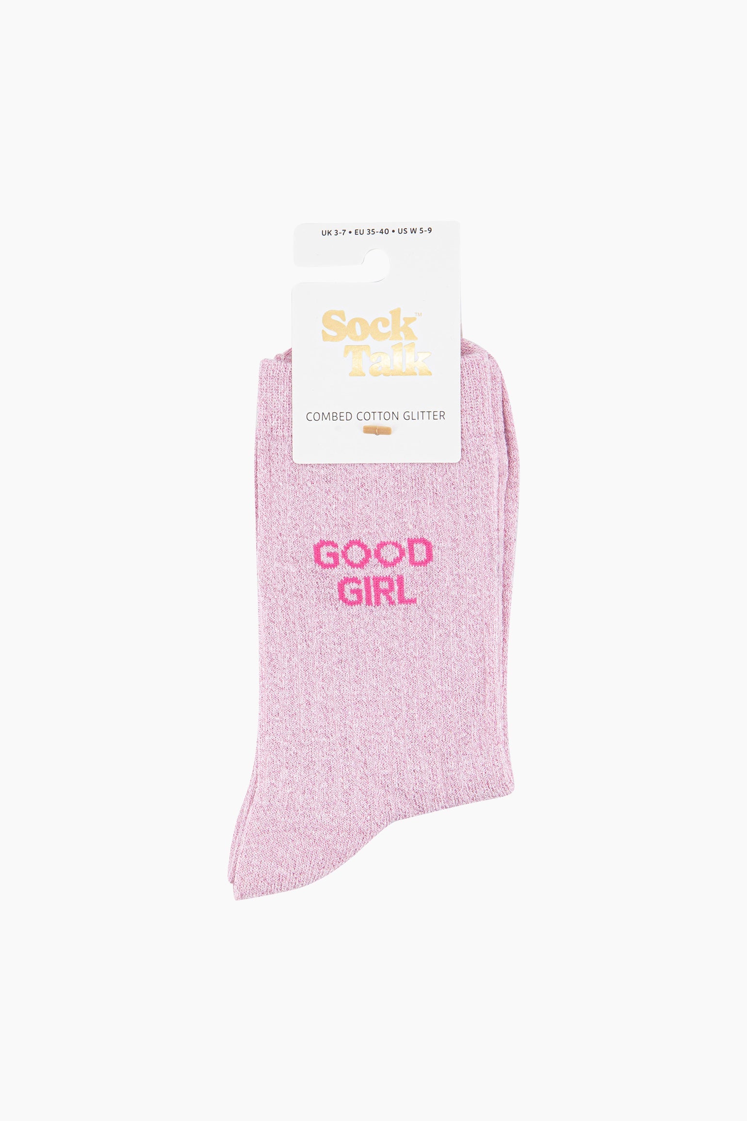 Light Pink Good Girl Combed Cotton Glitter Socks, Image 3 of 4