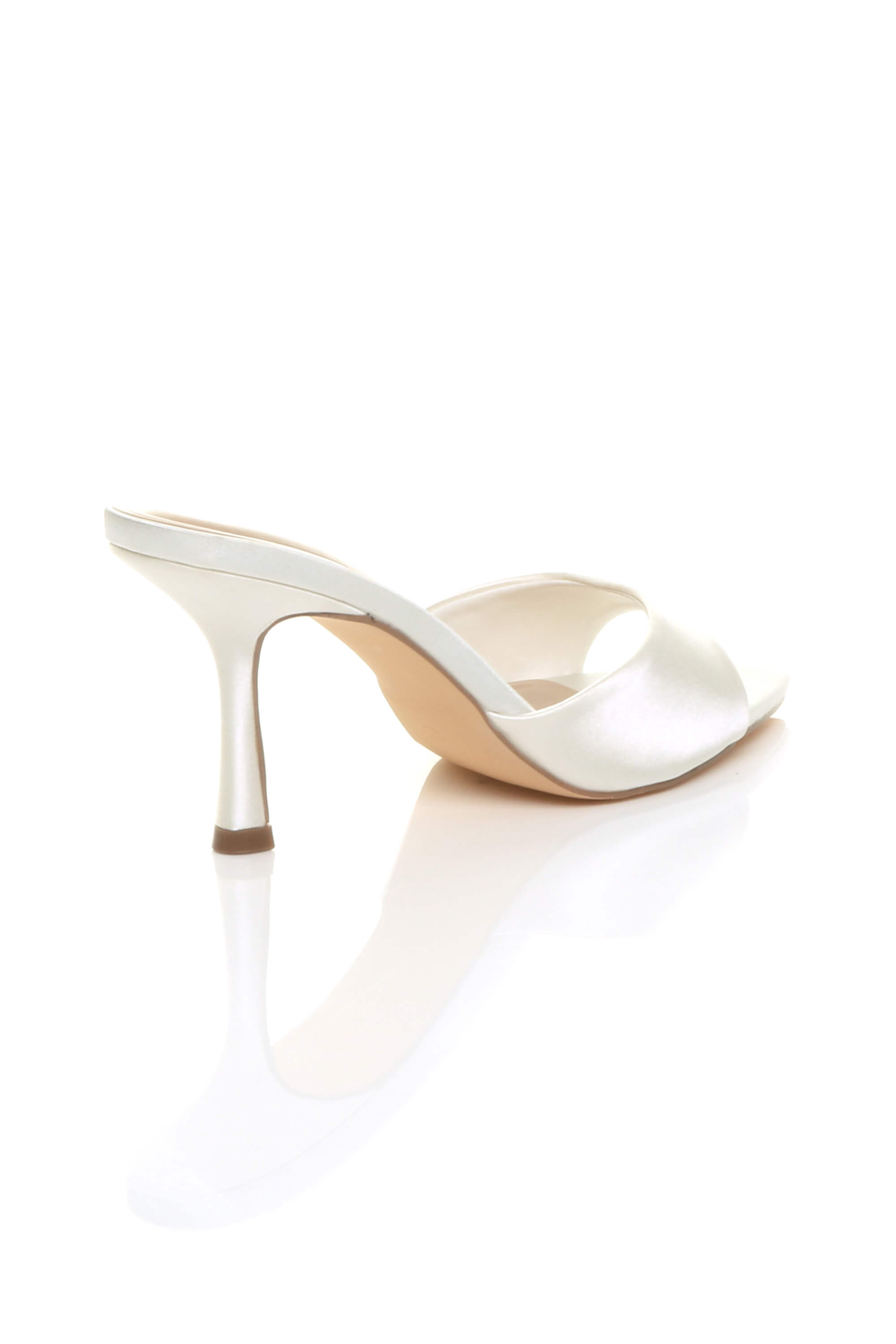 Off White AJVANI Off White High Heel Pointed Peep Toe Sandals Mules, Image 4 of 4