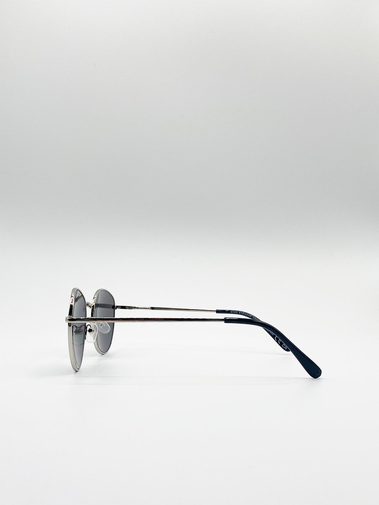 Silver Classic Round Metal Frame Sunglasses, Image 6 of 6