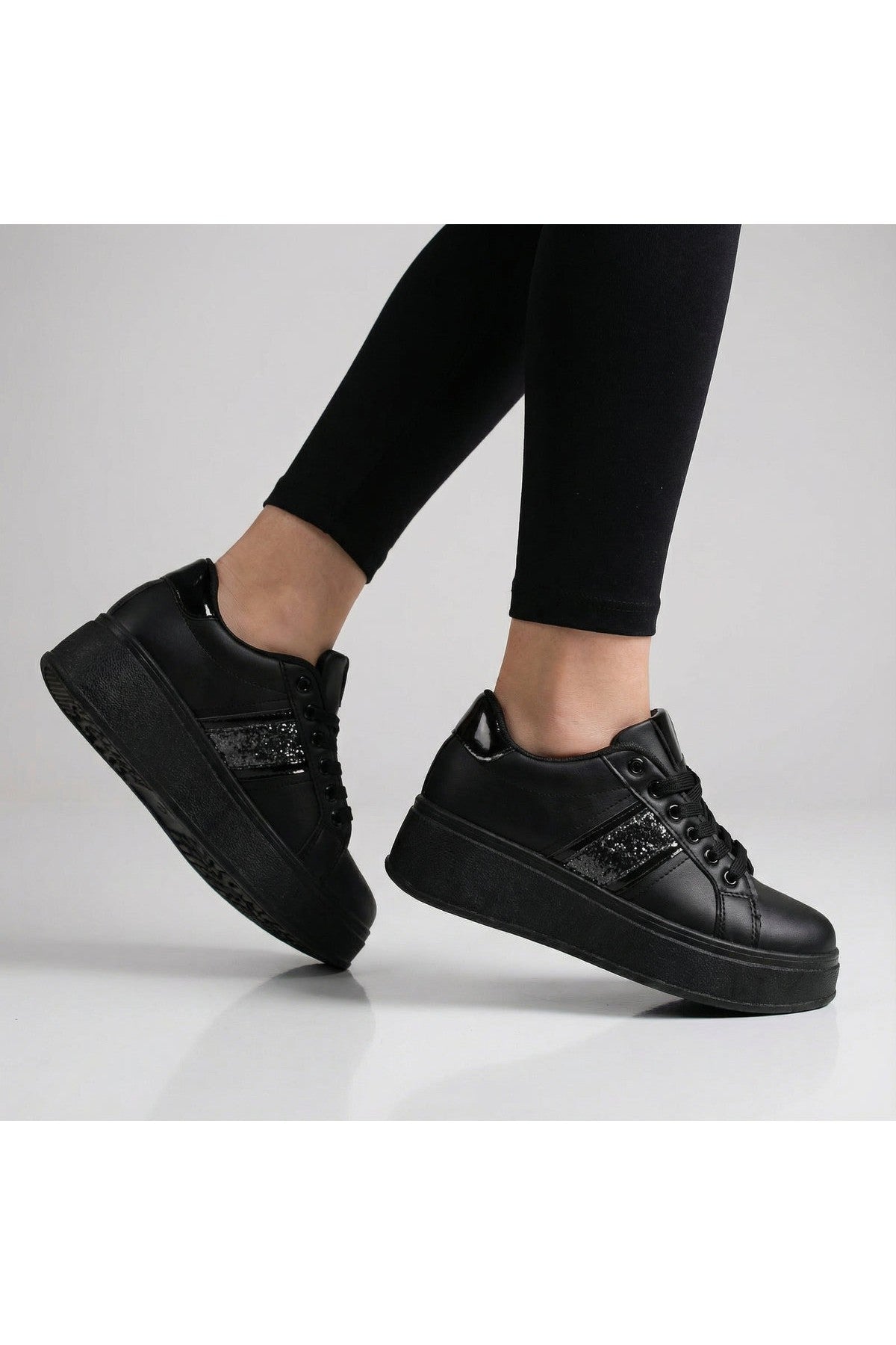 Gold iKrush Gold Malina Chunky Platform Glitter Detail Trainers, Image 8 of 8