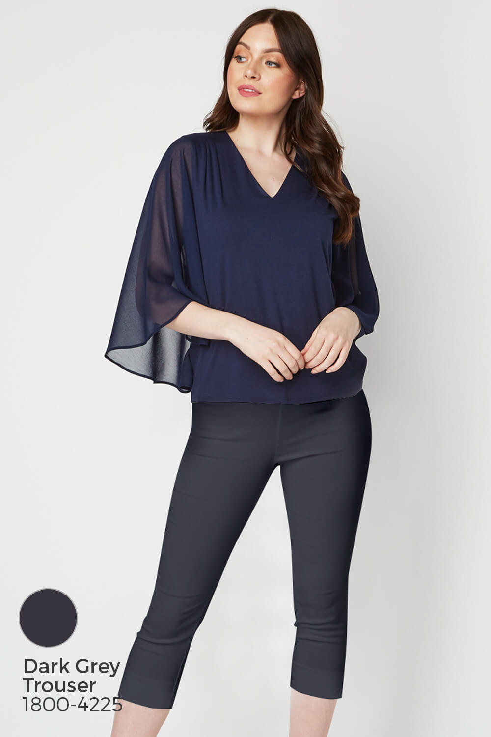 Navy Chiffon Sleeve Top, Image 7 of 8