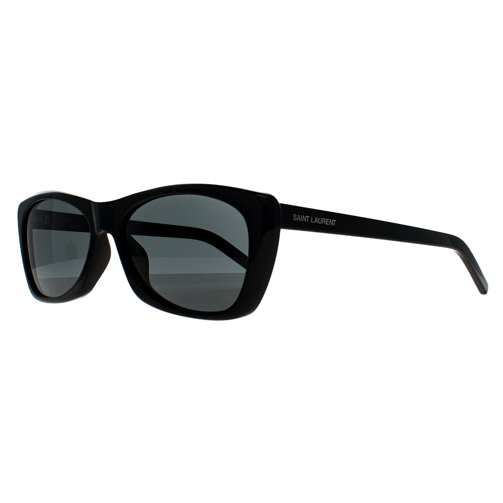 Black Saint Laurent Black Rectangle Shiny Black Grey SL 613, Image 2 of 3