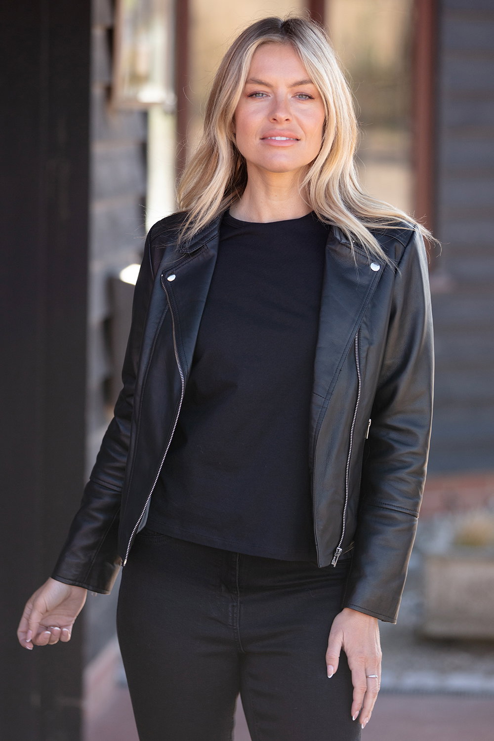 Black Ashwood Leather Black 'Vento' Real Leather Biker Jacket, Image 1 of 5