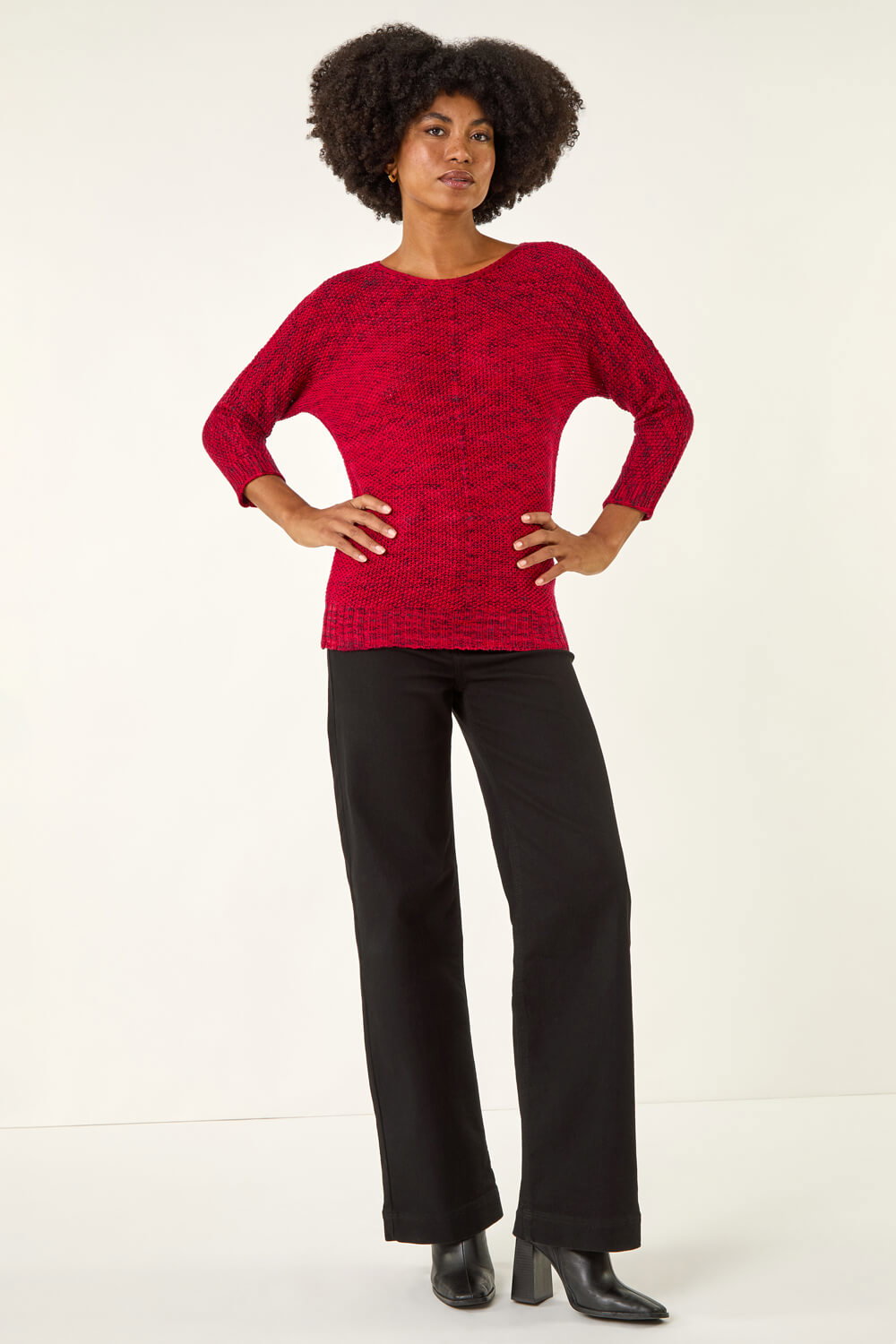 Red Textured Knit Jumper, Image 3 of 5