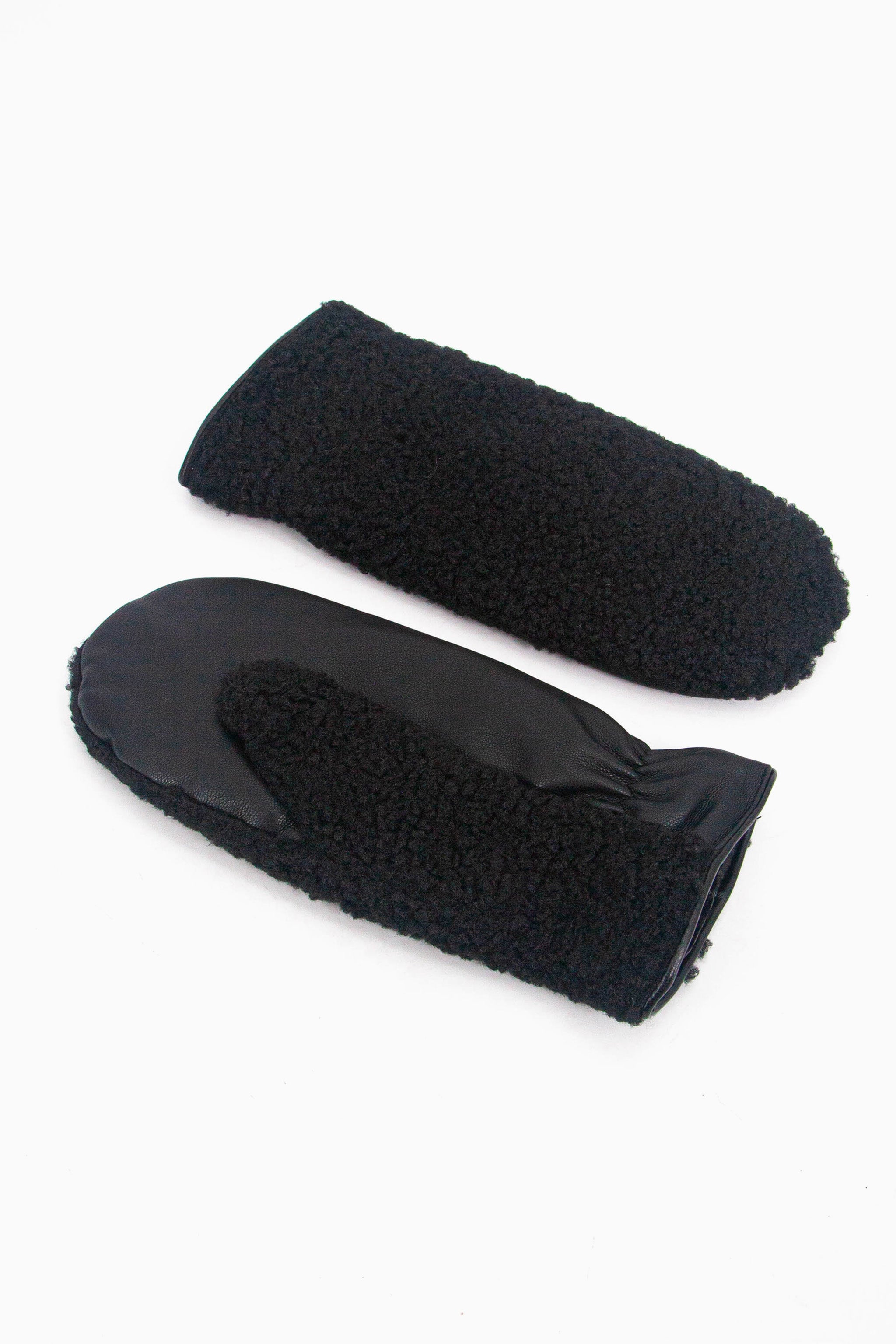 Black Borg Fleece Winter Mittens, Image 2 of 4
