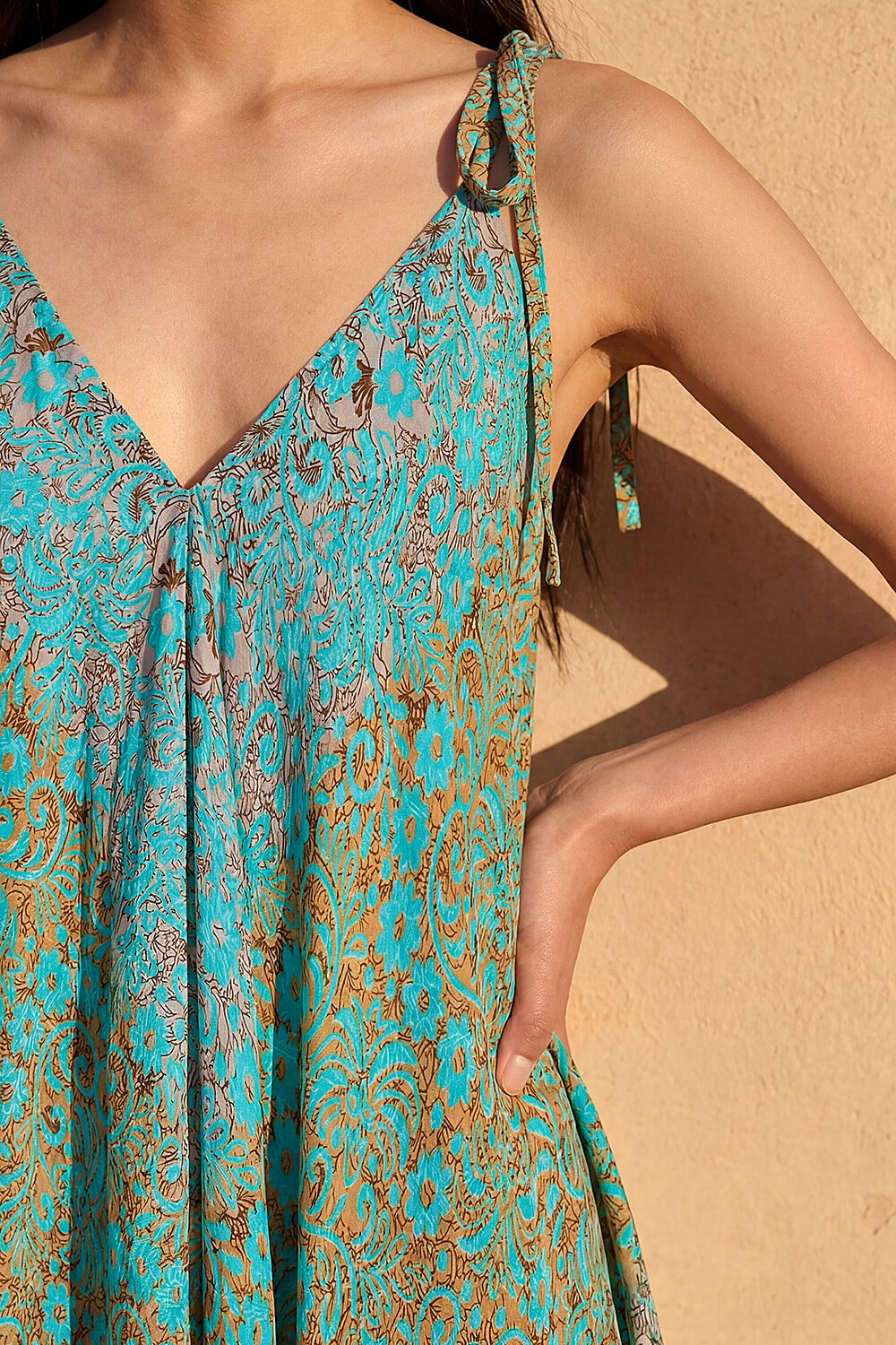Teal Paisley Floral Pocket Slouchy Jumpsuit, Image 5 of 4