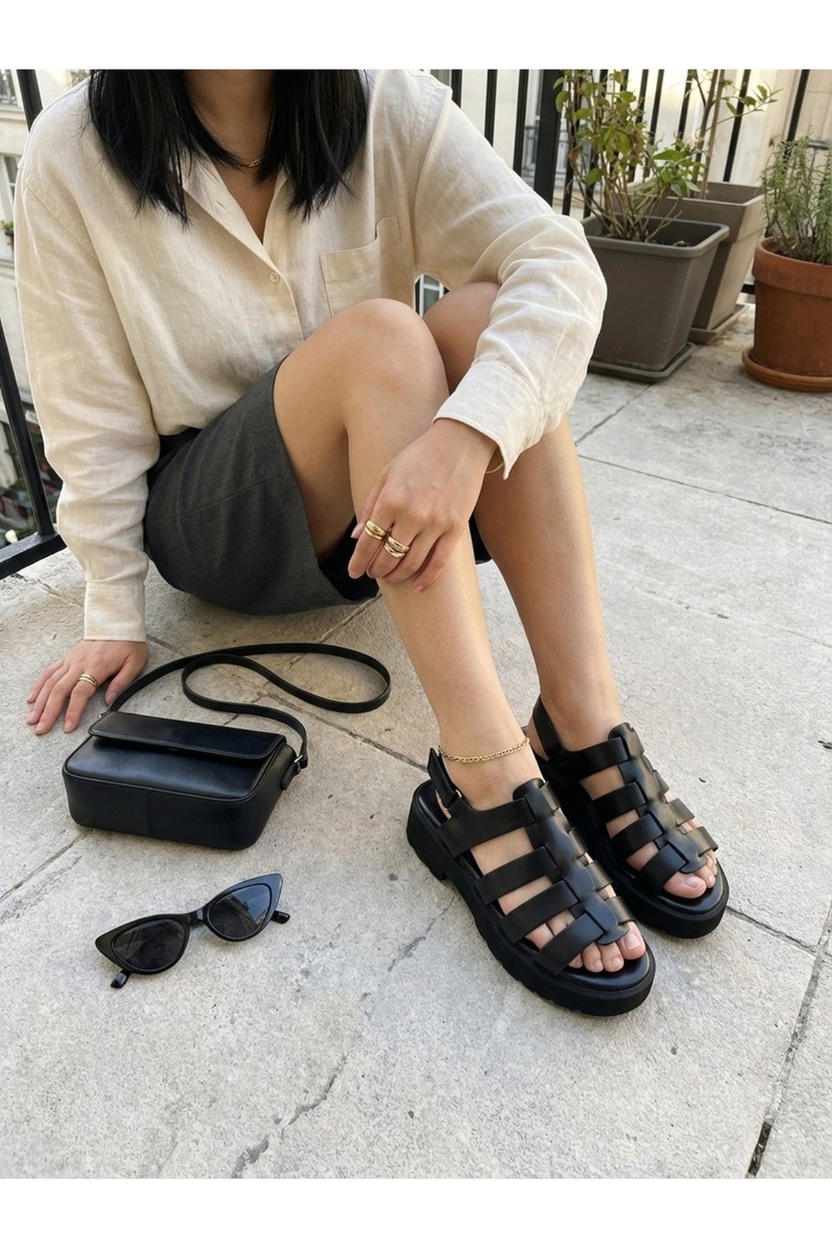 Black Rosa Cage Platform Sandals, Image 3 of 6