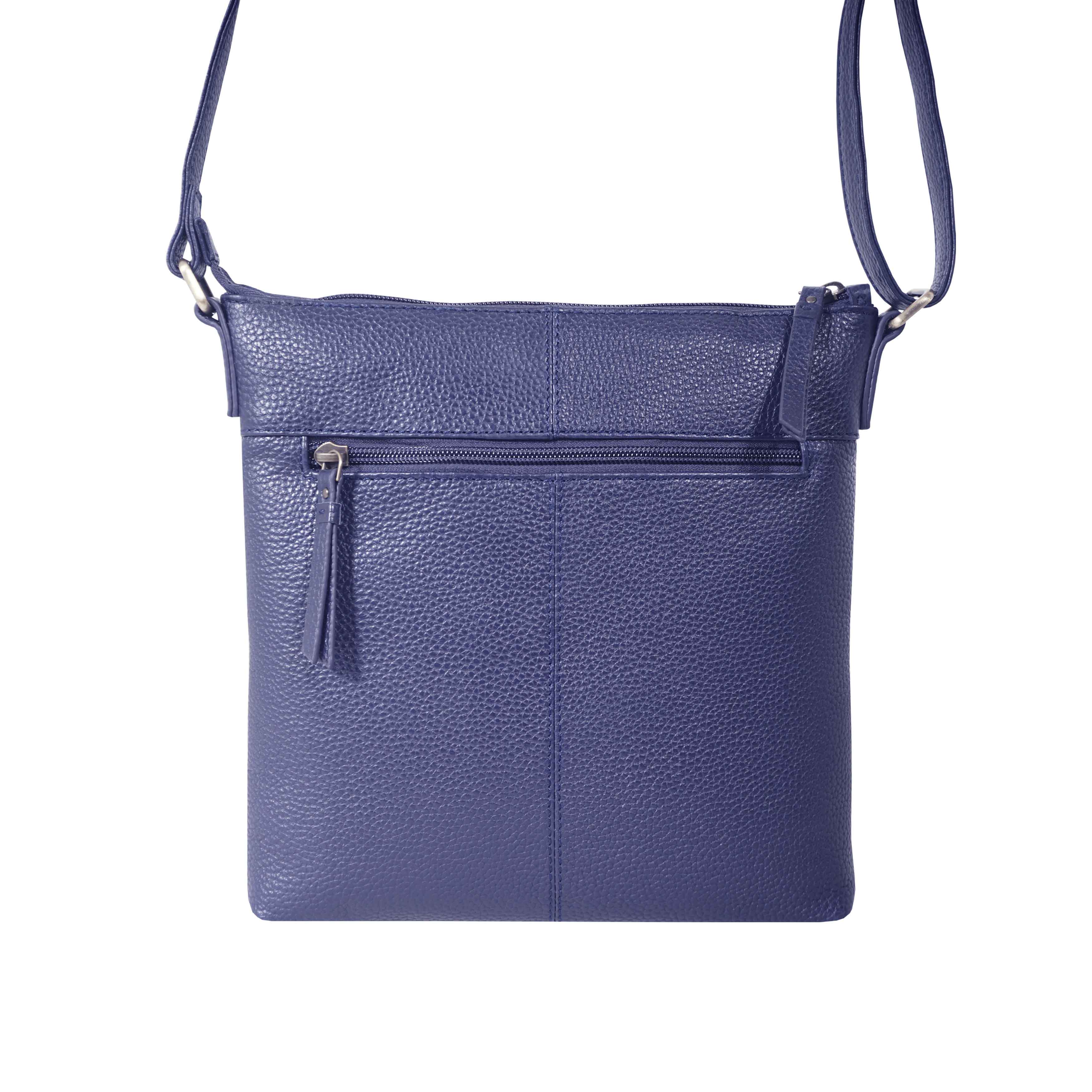 Navy 'EDITH' Pebble Grain Leather Crossbody Bag, Image 3 of 5