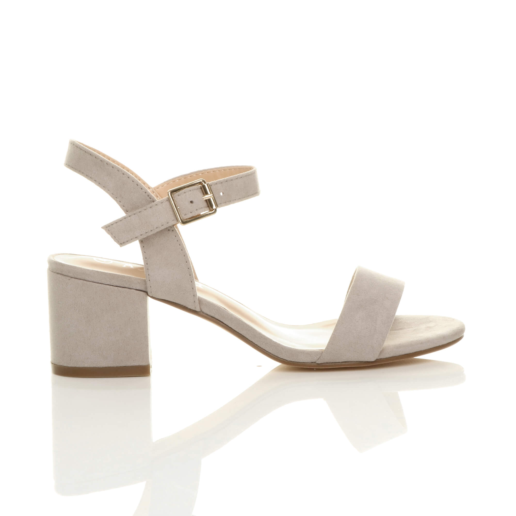 Grey AJVANI Grey Mid Block Heel Strappy Sandals, Image 2 of 6