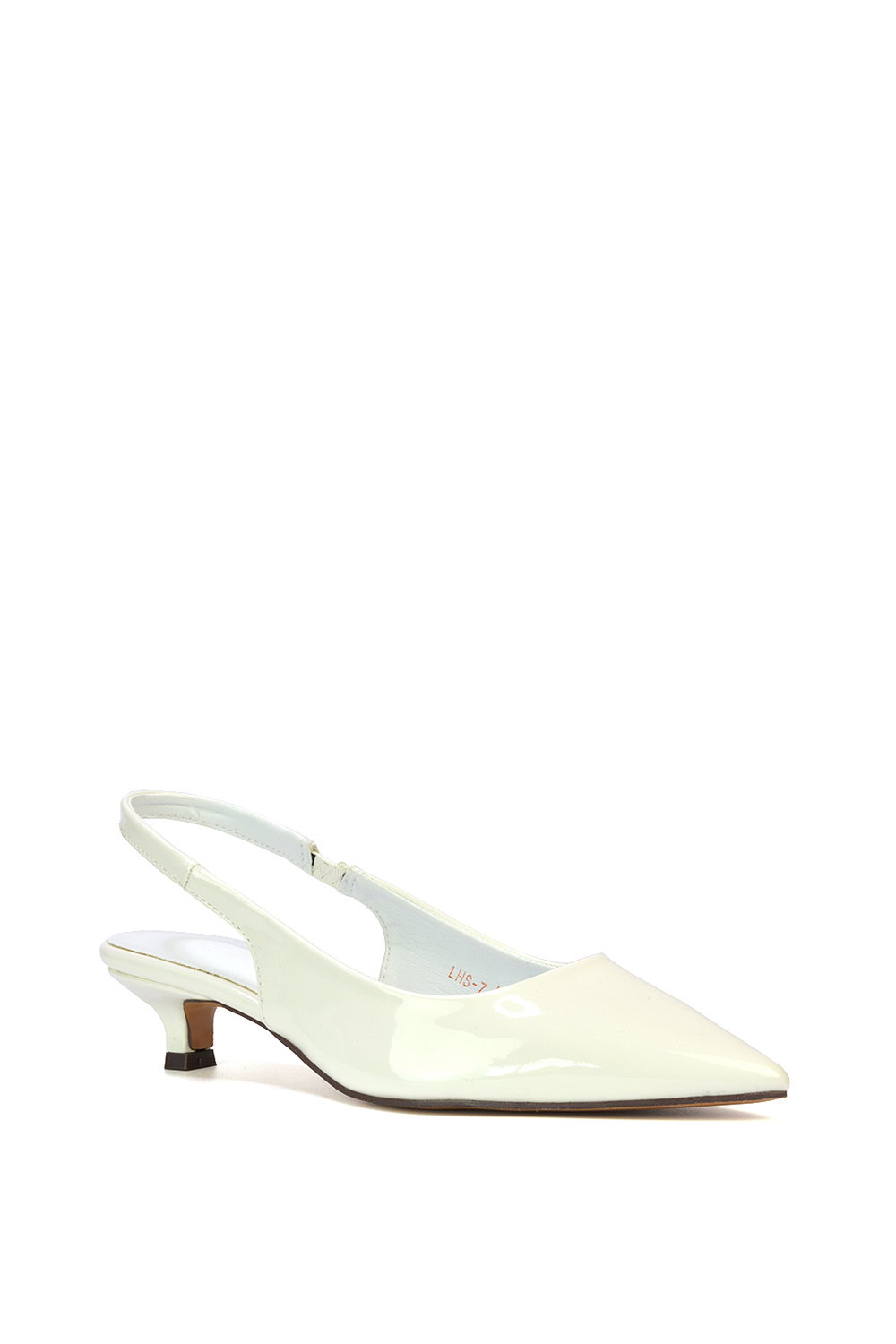 White XY LONDON White 'Jenny'  Pointed Toe Low Kitten Heel Slingback Pumps, Image 2 of 5