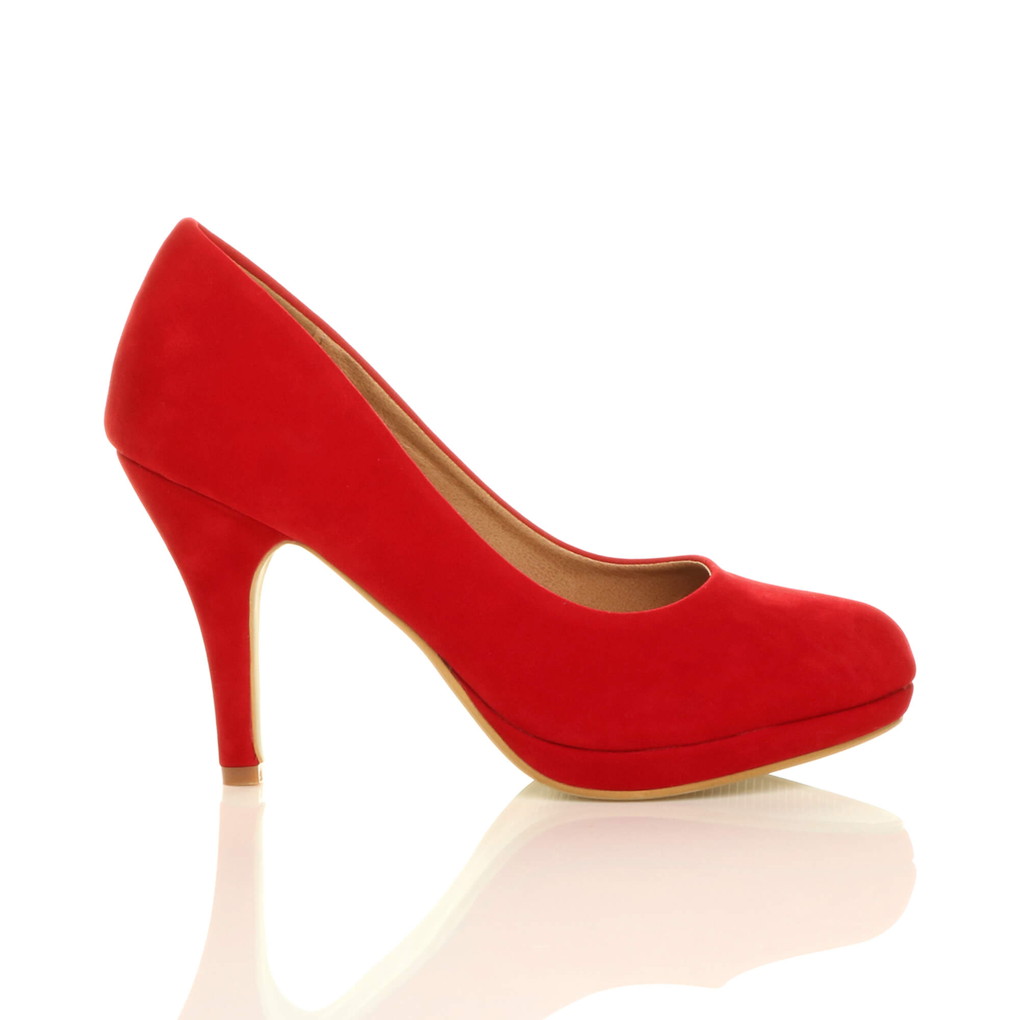 Red AJVANI Red Mid High Heel Court Shoes, Image 2 of 6