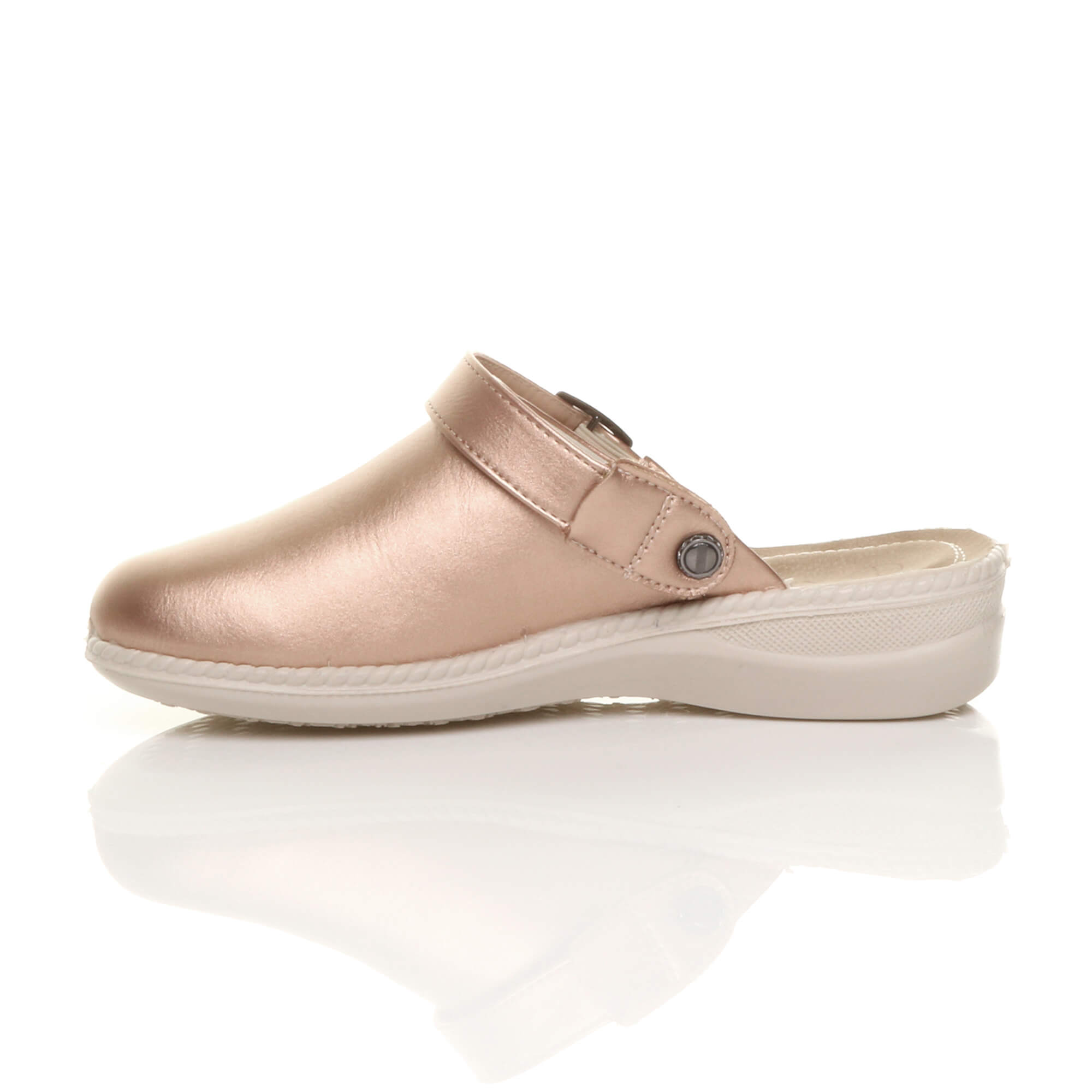 Rose Gold AJVANI Rose Gold Low Wedge Slingback Clogs Mules, Image 3 of 6