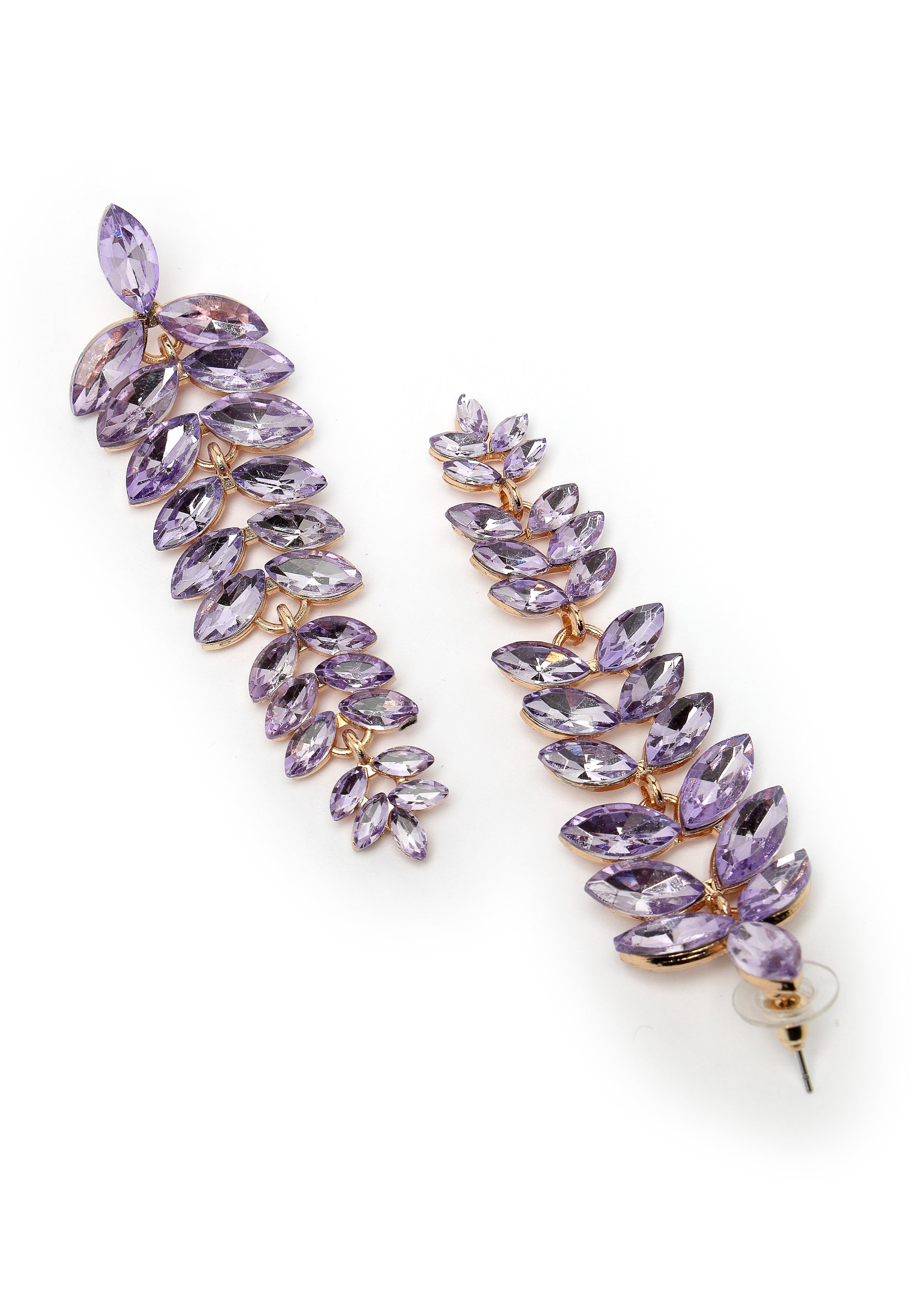 Lilac AVANT-GARDE PARIS Lilac Multicolored Cascading Leaf-Shaped Drop Earrings, Image 3 of 5
