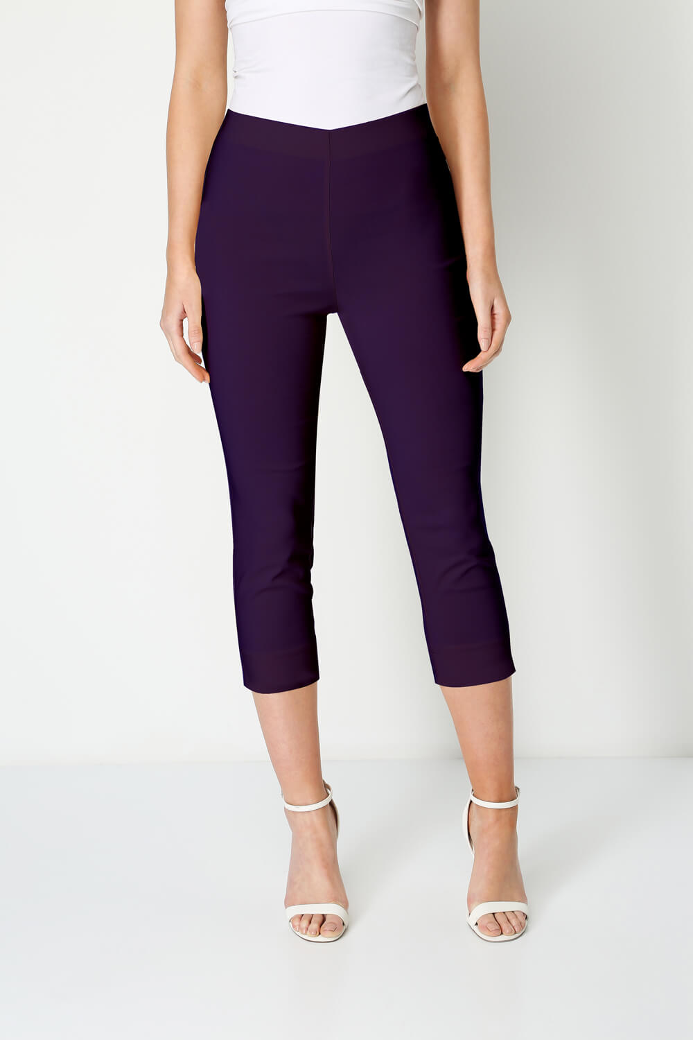 Plum Cropped Stretch Trouser, Image 1 of 7
