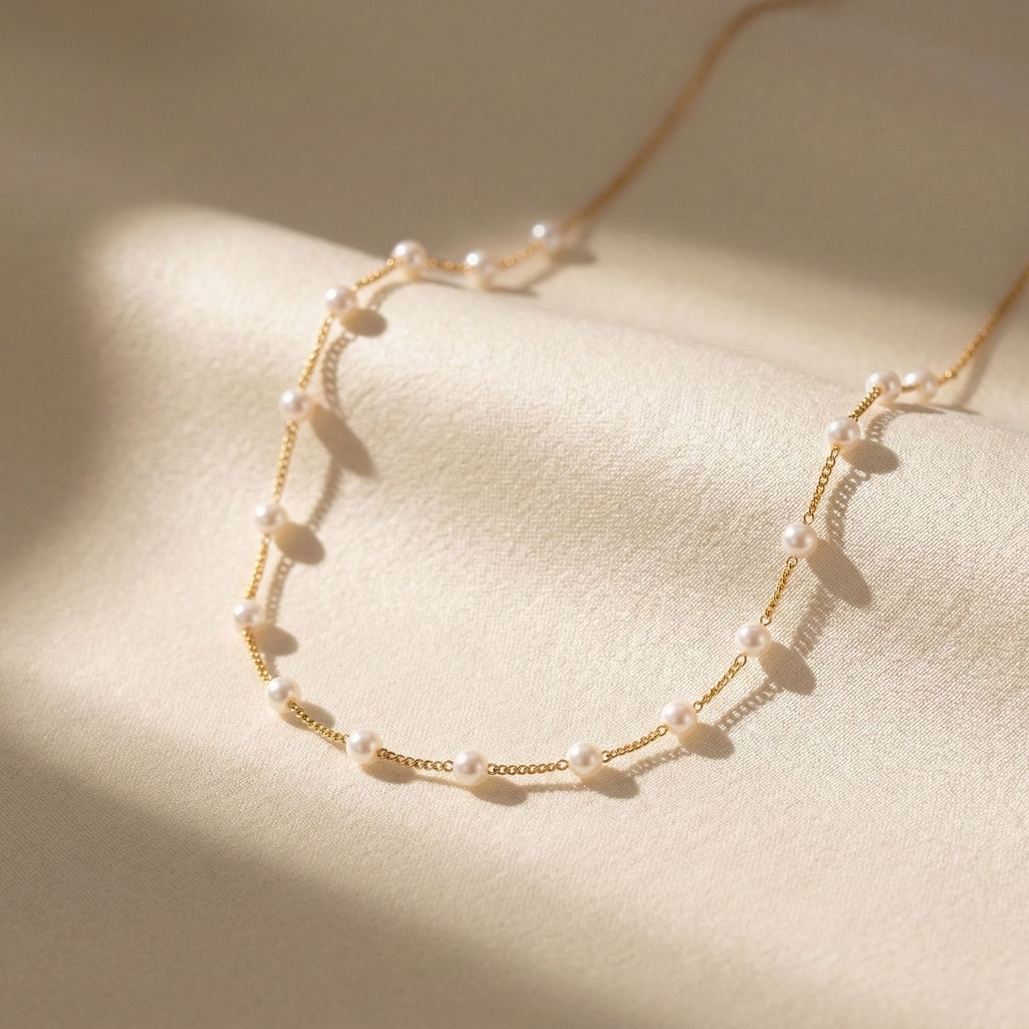 Gold 18ct Gold Vermeil Plated Essential Pearl Necklace, Image 1 of 4