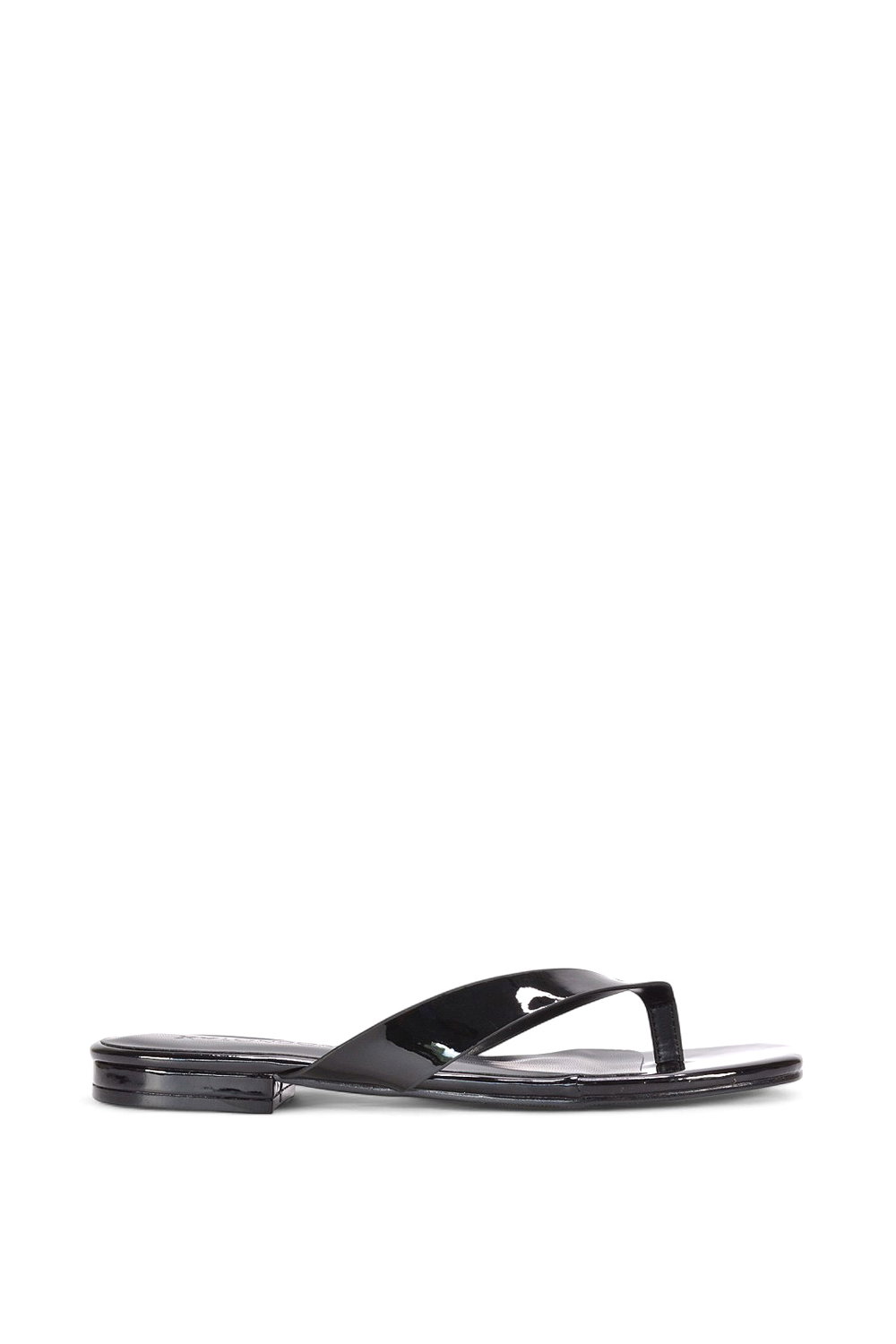 Black XY LONDON Black 'Rio' Thong Strap Slip On Flip Flop Square Toe Slide, Image 1 of 5