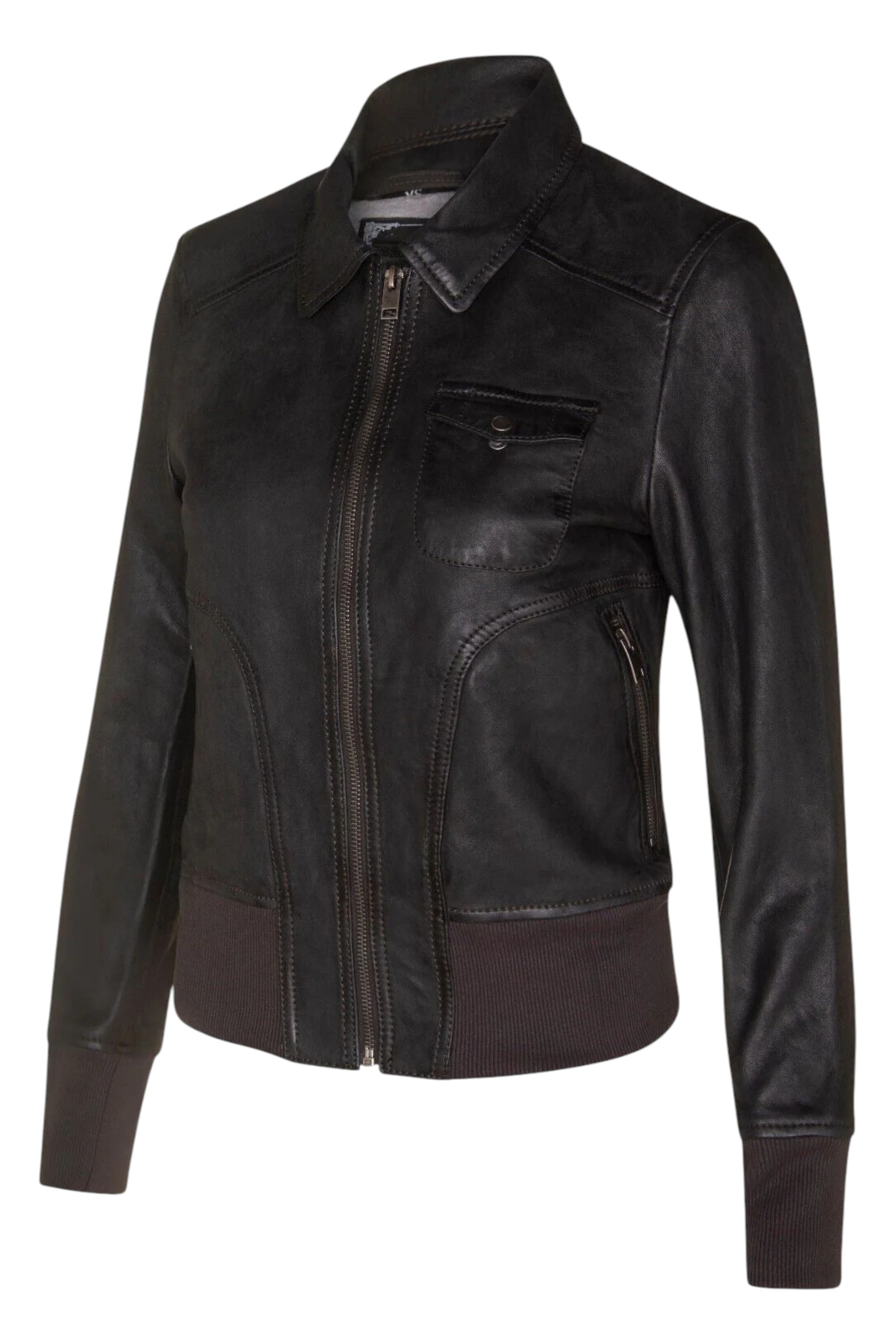 Grey Womens Varsity Bomber Jacket-Modbury, Image 2 of 4