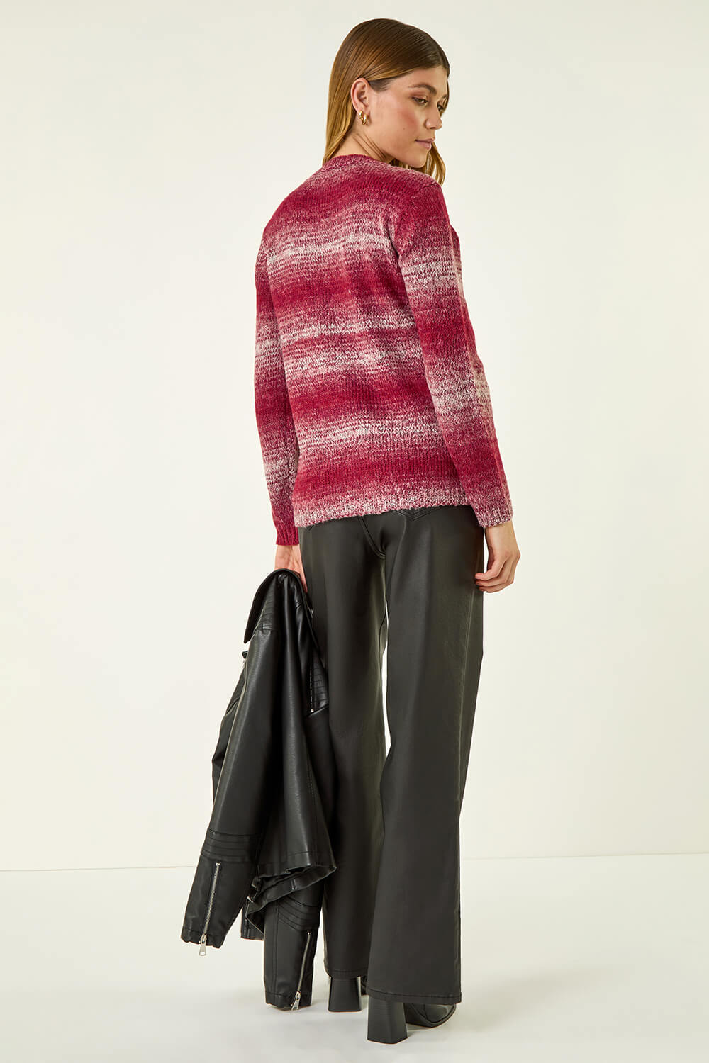 Red Colour Block Knit Jumper, Image 4 of 5
