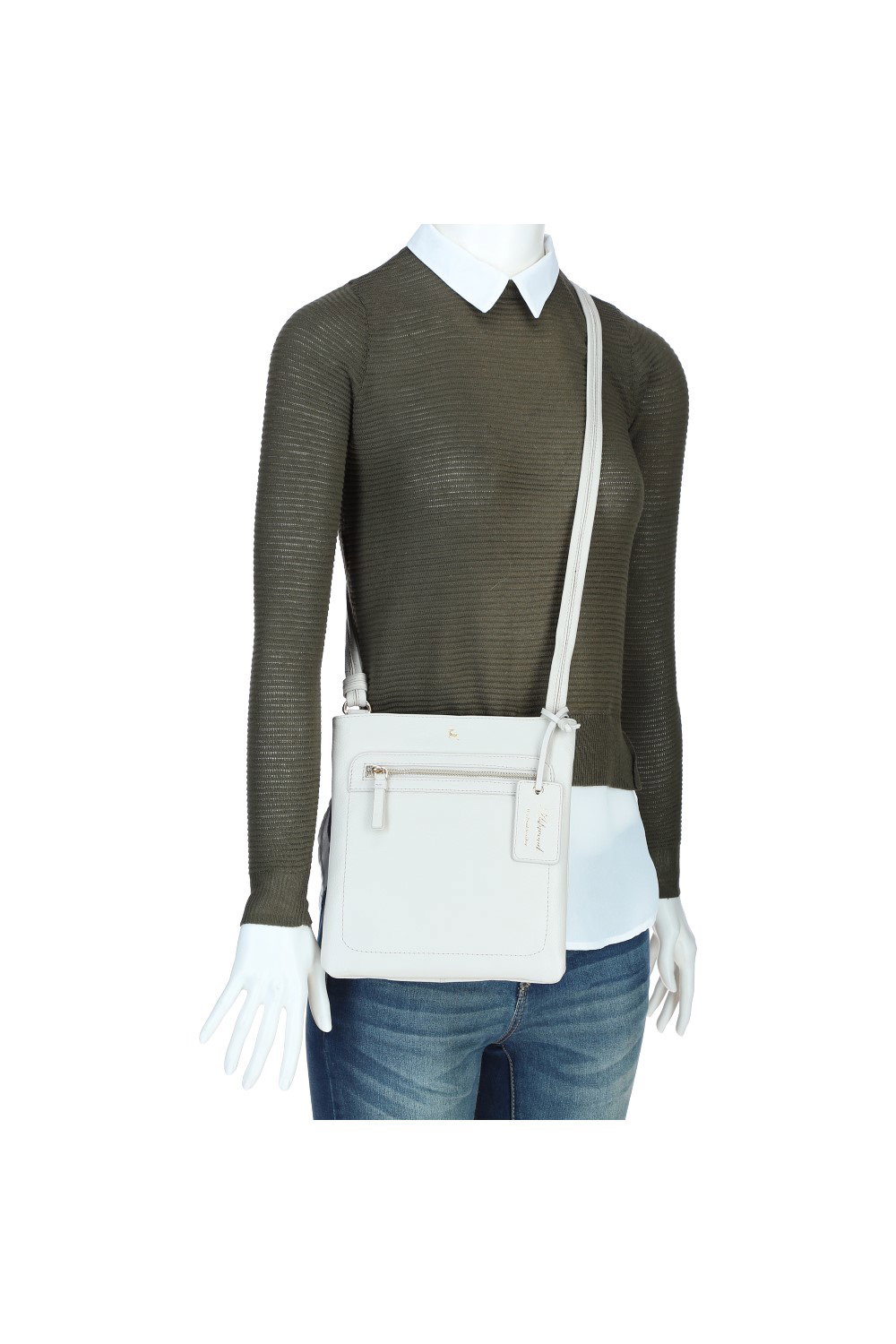 Light Grey Ashwood Leather Light Grey 'Cienna' Real Leather Crossbody Bag, Image 5 of 5