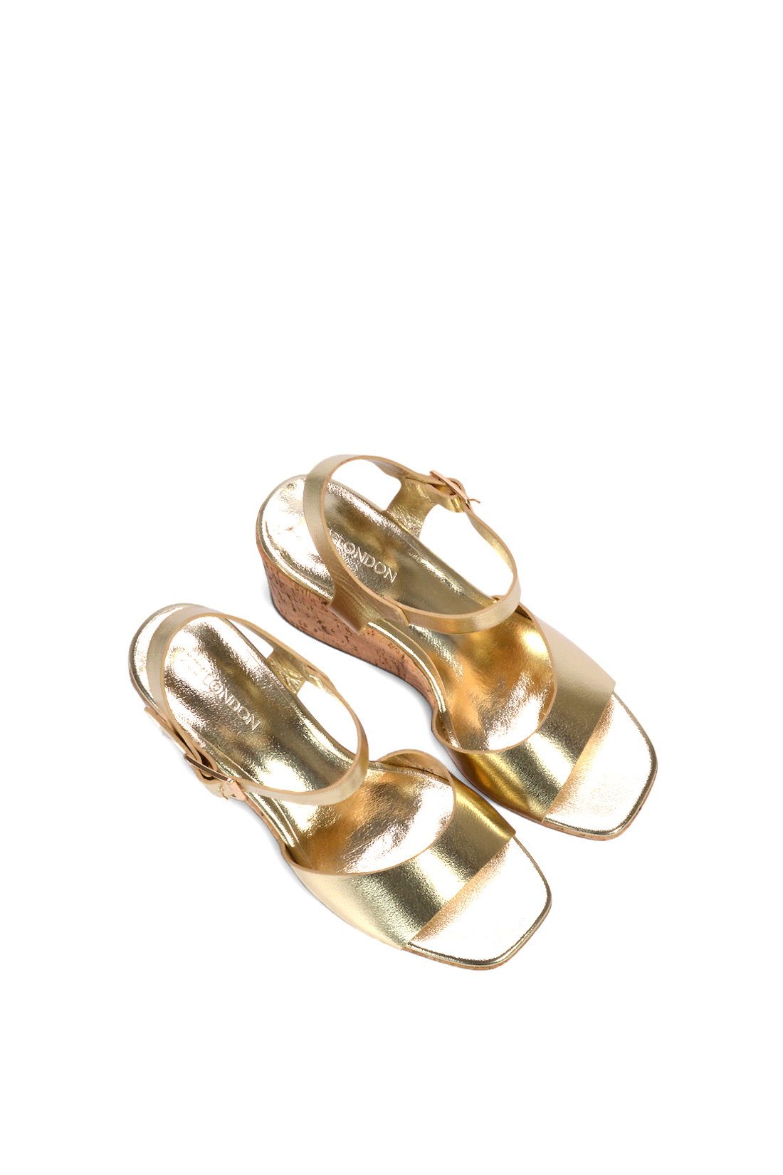 Gold 'Seraphina' Cork Platform Wedge Heel Sandals With Ankle Strap, Image 6 of 6
