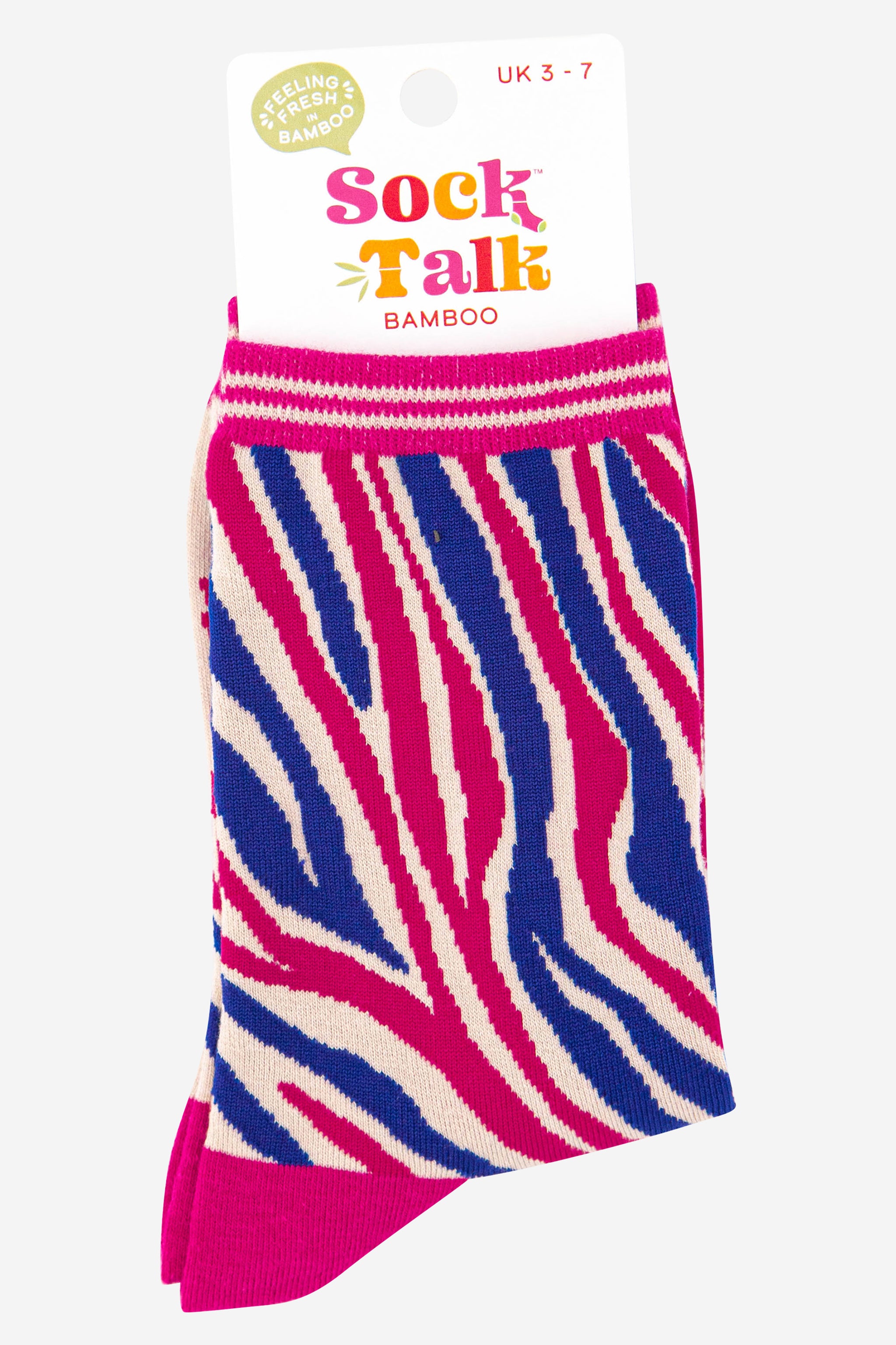 Fuchsia Zebra Stripe Bamboo Socks, Image 3 of 3