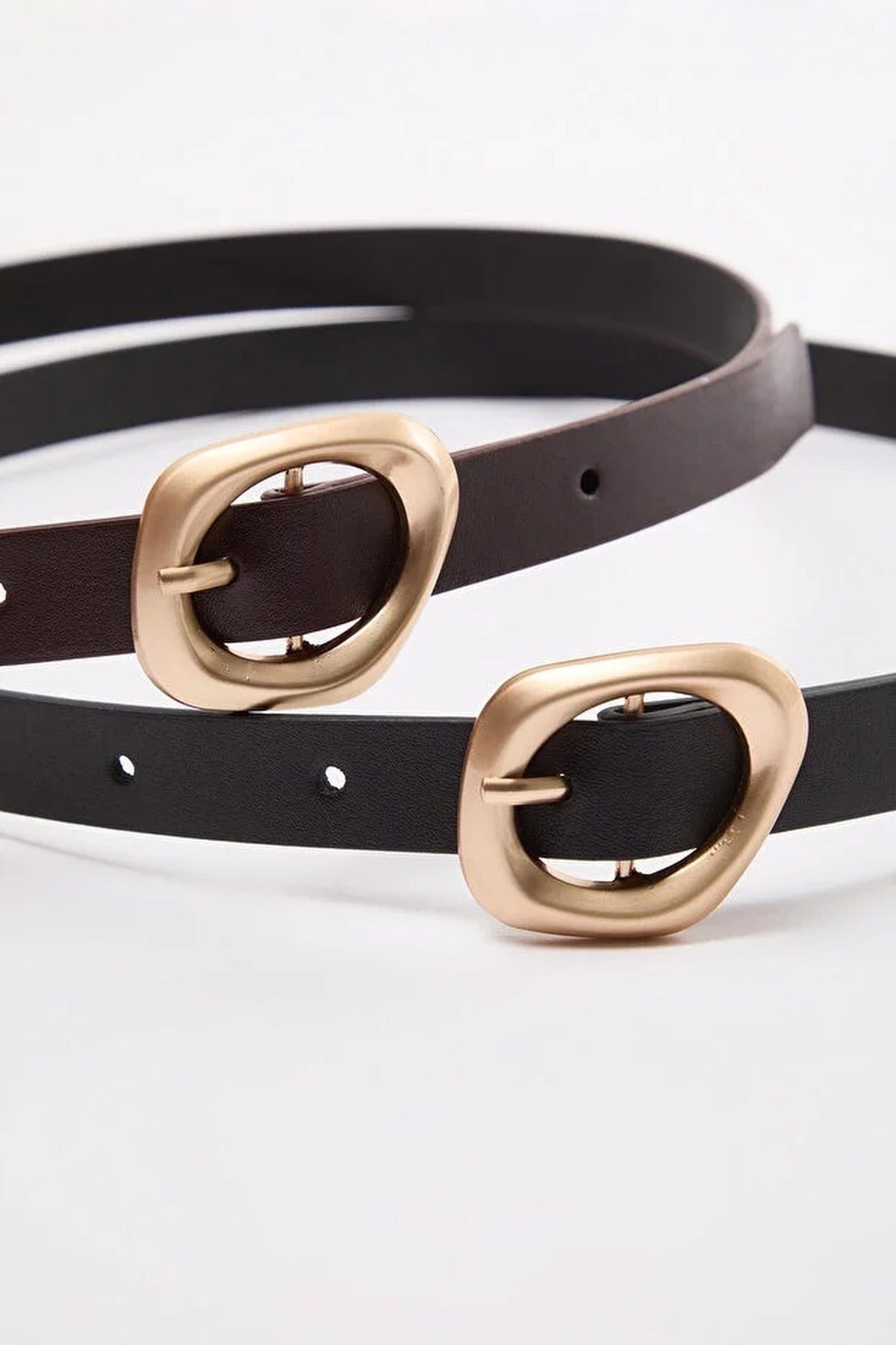 Multi Double Pack Asymmetric Buckle Slim Women’s Belt Set, Image 1 of 4
