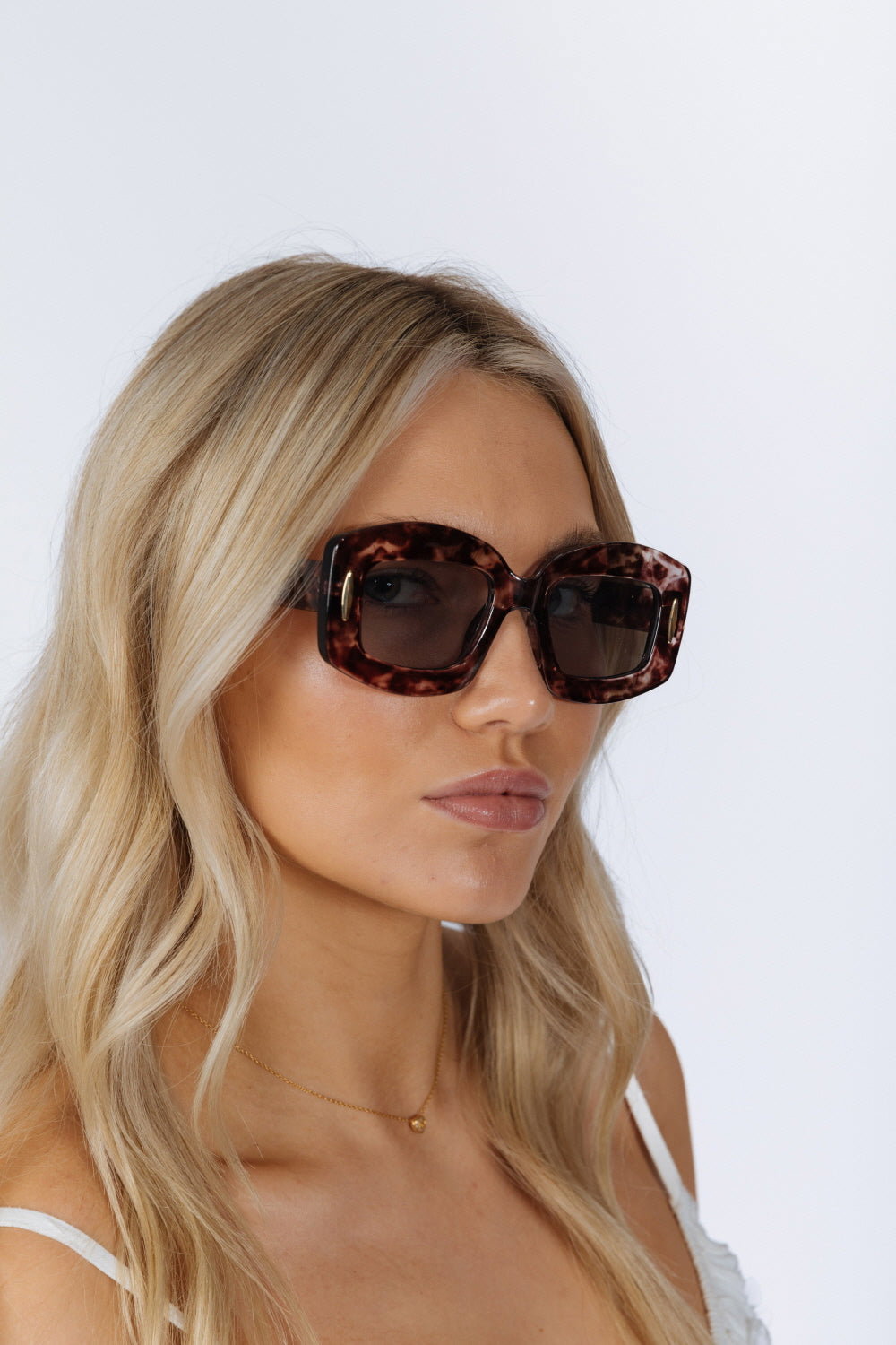 Brown Oversized Chunky Rectangle Sunglasses in Brown Multi, Image 5 of 6