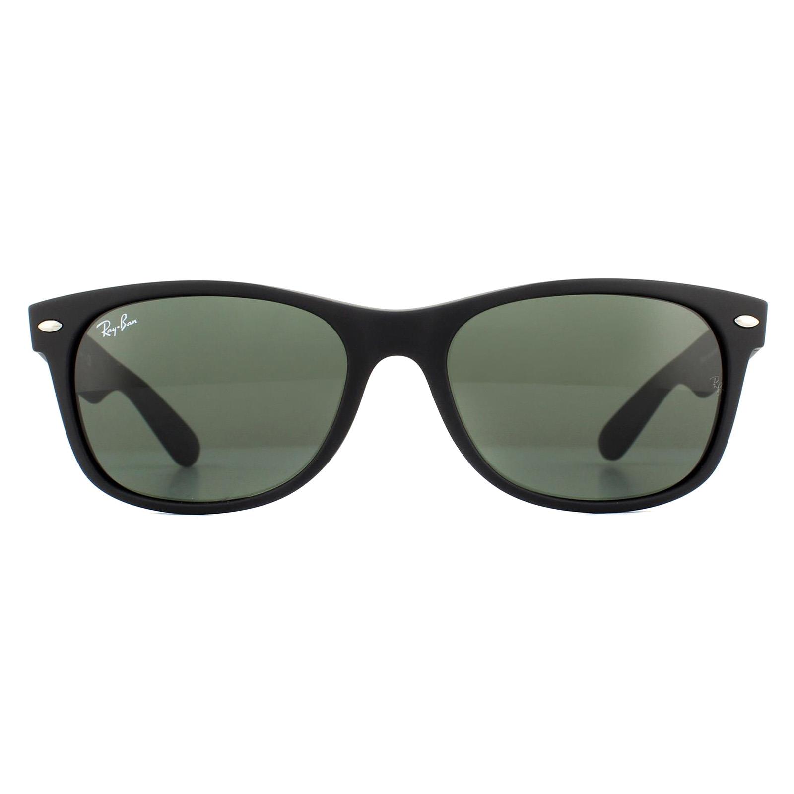 Black Rectangle Black Rubber Green New Wayfarer 2132 Sunglasses, Image 1 of 4
