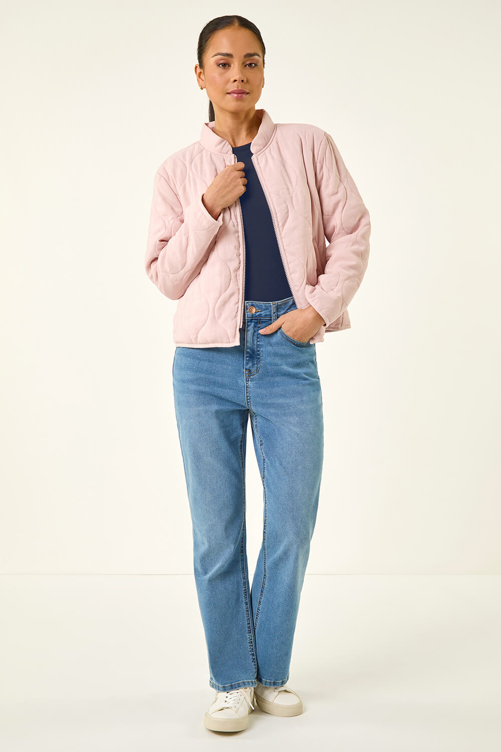 Light Pink Petite Quilted Puffer Jacket, Image 3 of 8