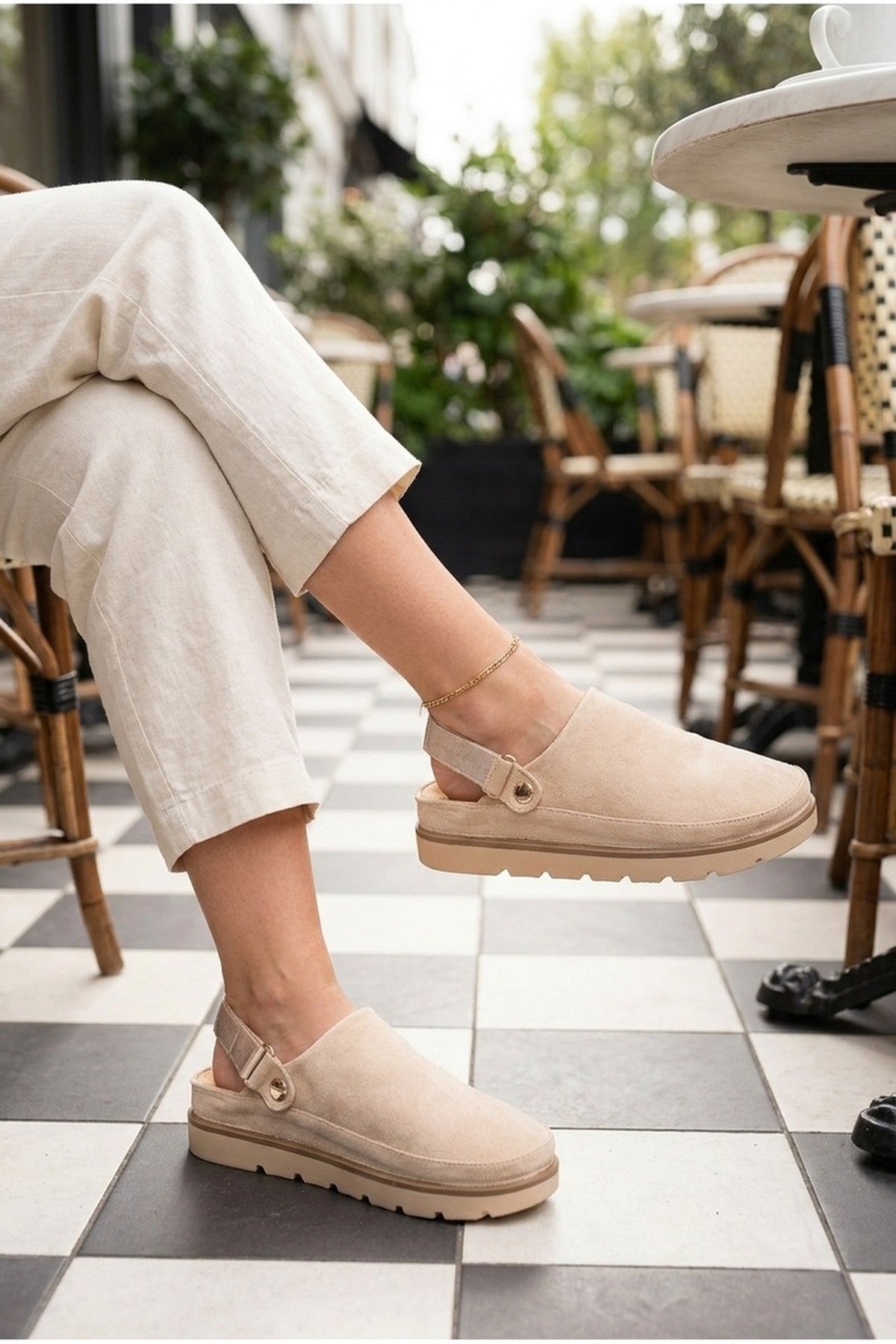 Beige Tara Womens Suede Convertible Slingback Clogs, Image 2 of 5