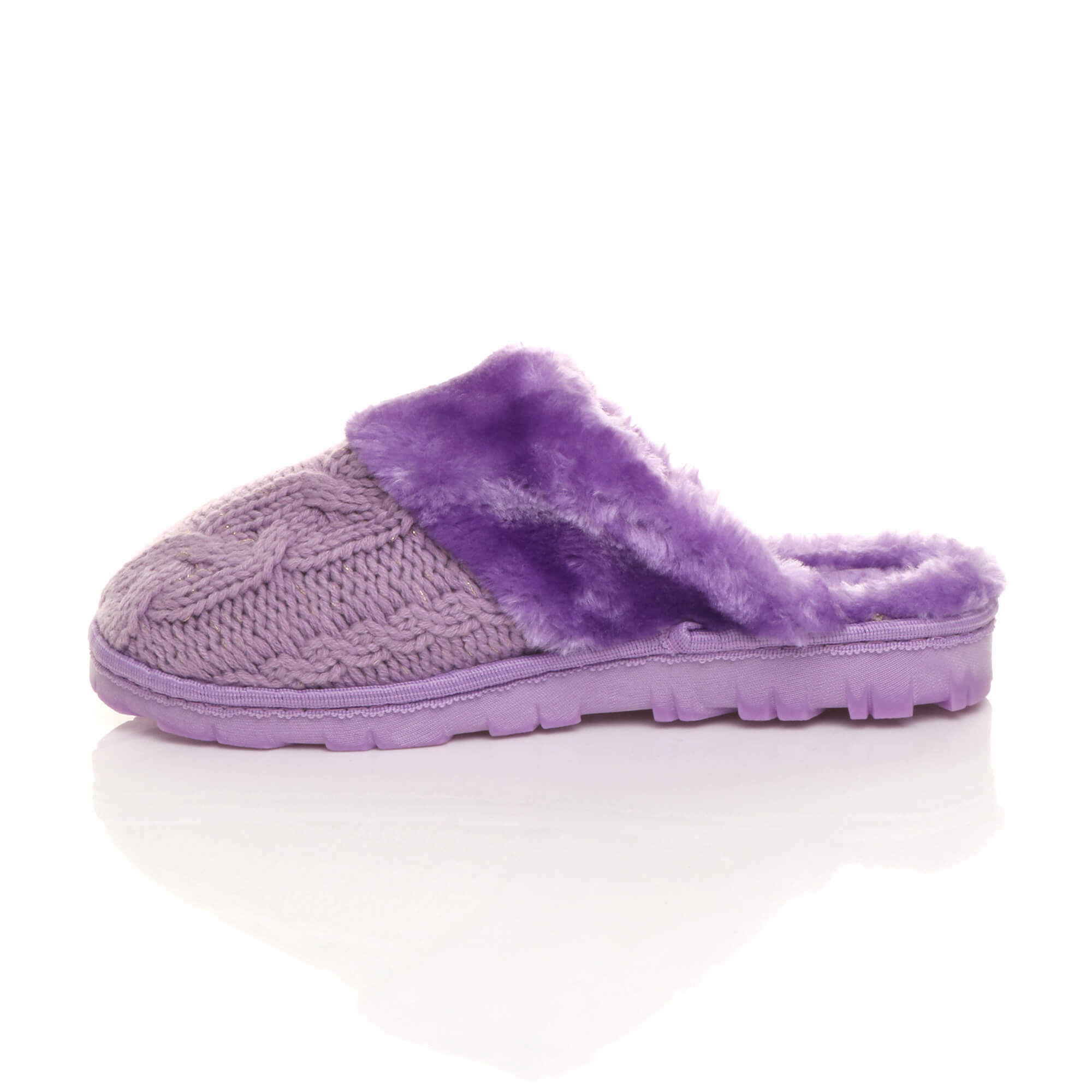 Lilac AJVANI Lilac Glitter Knitted Mules Slippers, Image 2 of 5