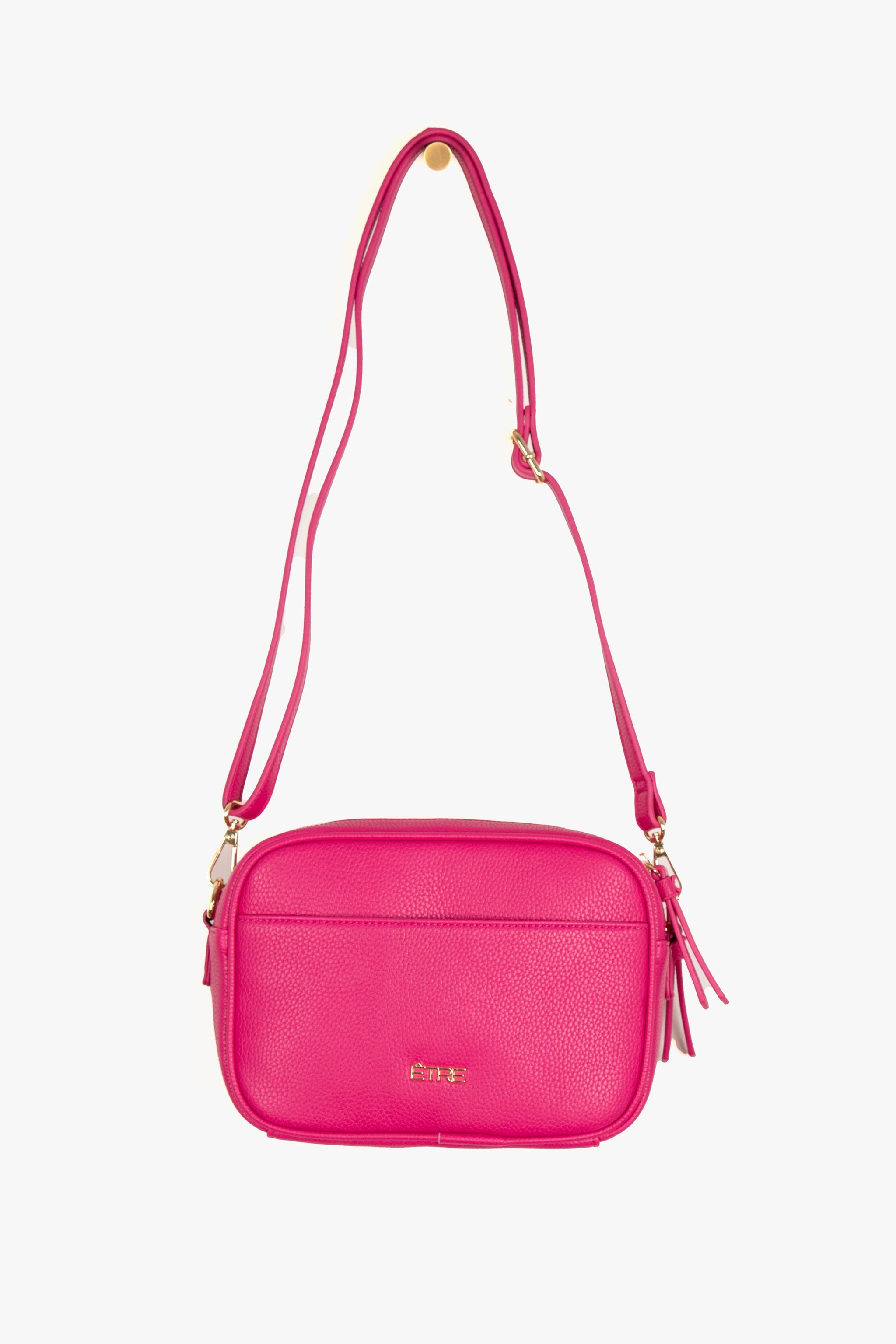 Pink Faux Leather Crossbody Camera Bag