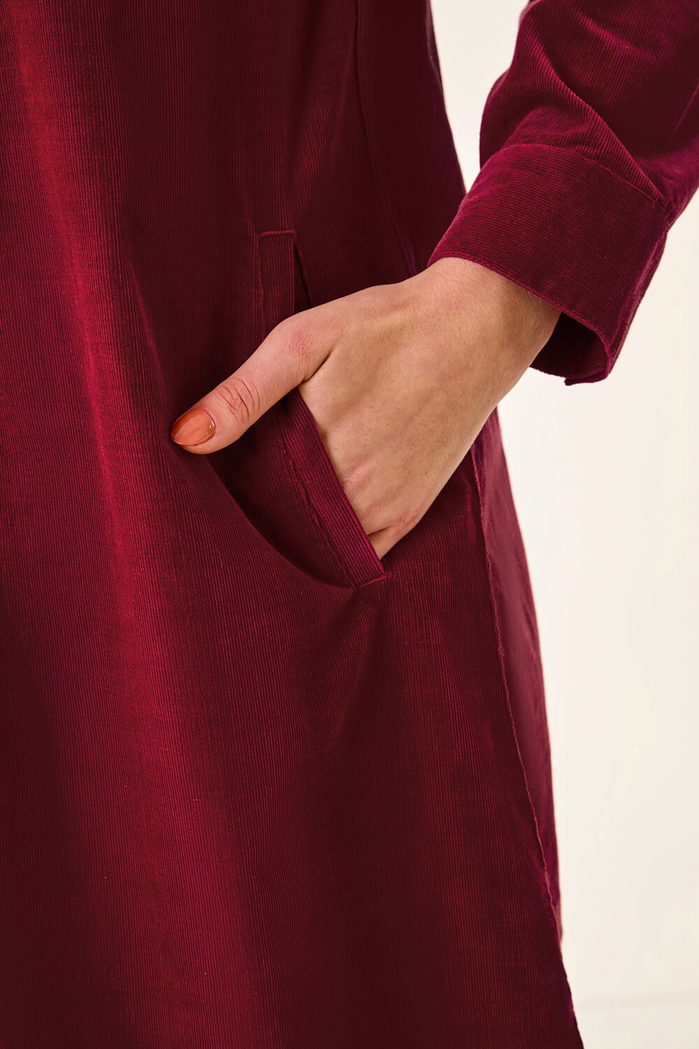 Red Corduroy Tunic Shirt Dress, Image 6 of 5