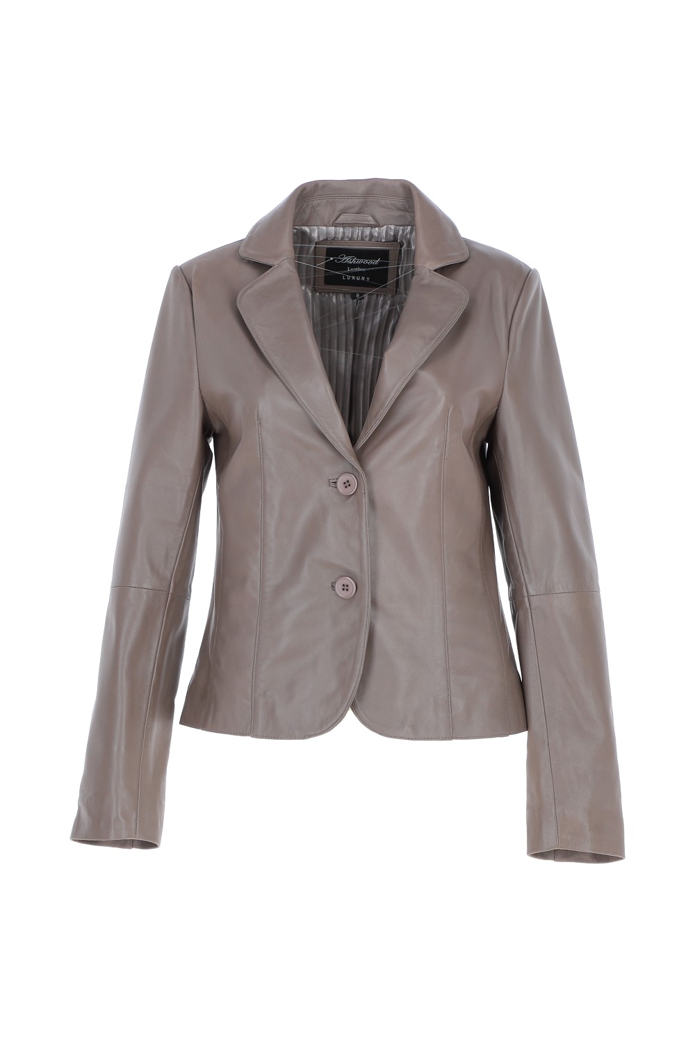 Taupe Ashwood Leather Taupe 'Angelica' Real Leather Two Button Blazer, Image 2 of 5