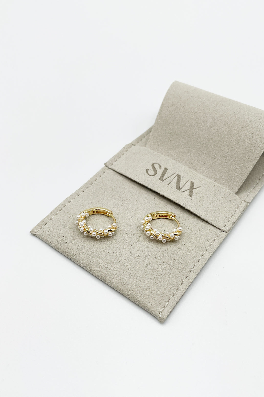 Gold Pearl Vine Hoop Earrings, Image 1 of 3