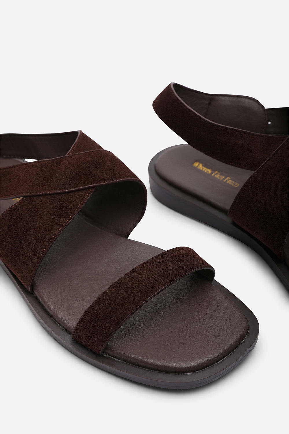 Dark Brown Where's That From Dark Brown Canopy Cross Over Strap Sandal, Image 5 of 7